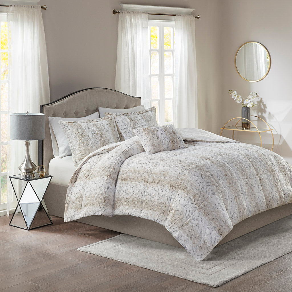 Zuri 4PC Faux Fur Comforter Set