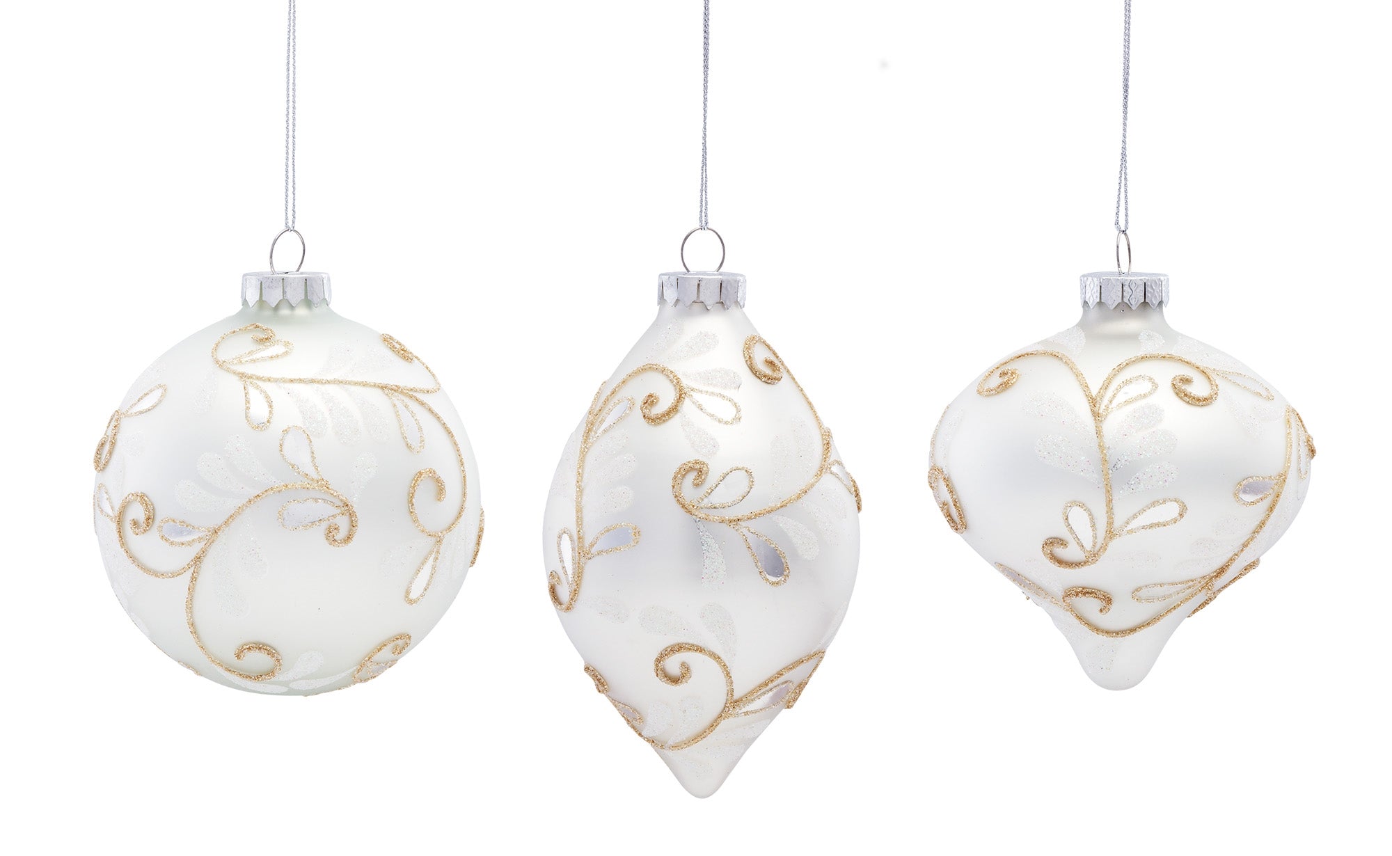 Ornament (3 Asst) 5"H, 5.25"H, 6"H Glass