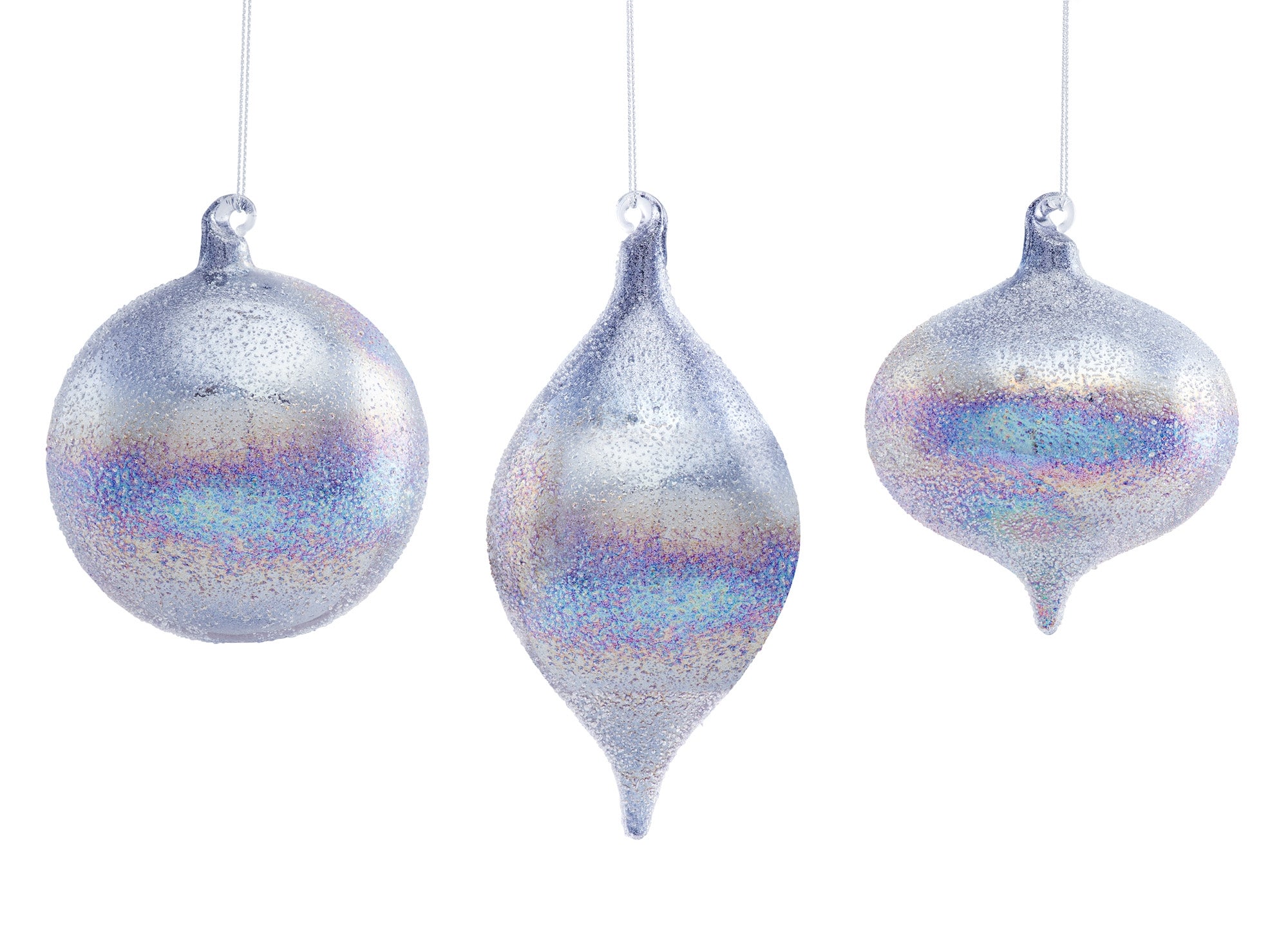 Ornament (3 Asst) 4.5"H, 4.75"H, 6.75"H Glass