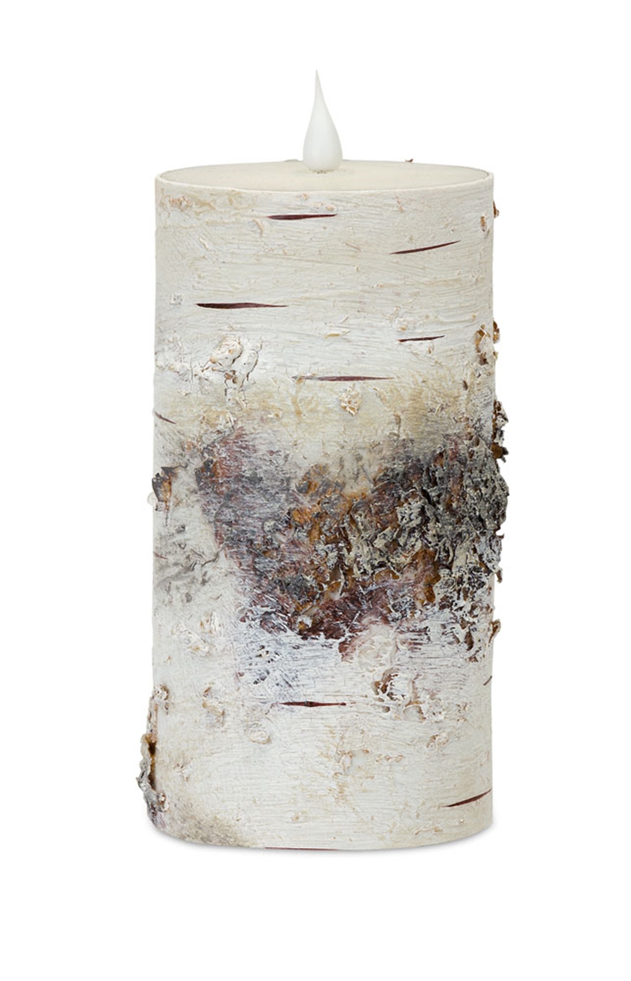 Simplux LED Birch Candle 3.5"D x 7"H Wax 4 & 8 Hr Timer 2 C Batteries, Not Included