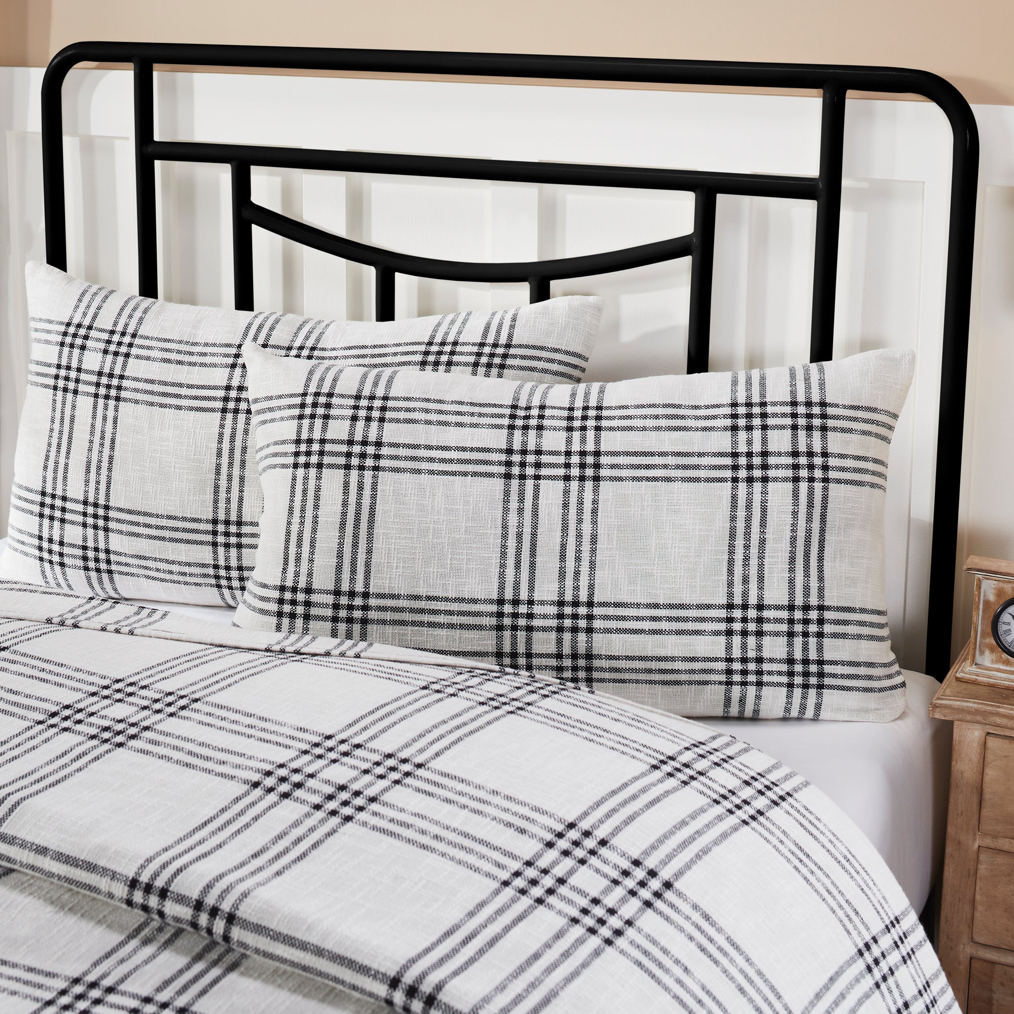 Black Plaid King Sham