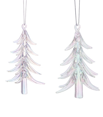 Tree Ornament (Set of 2) 4"H, 6"H Glass