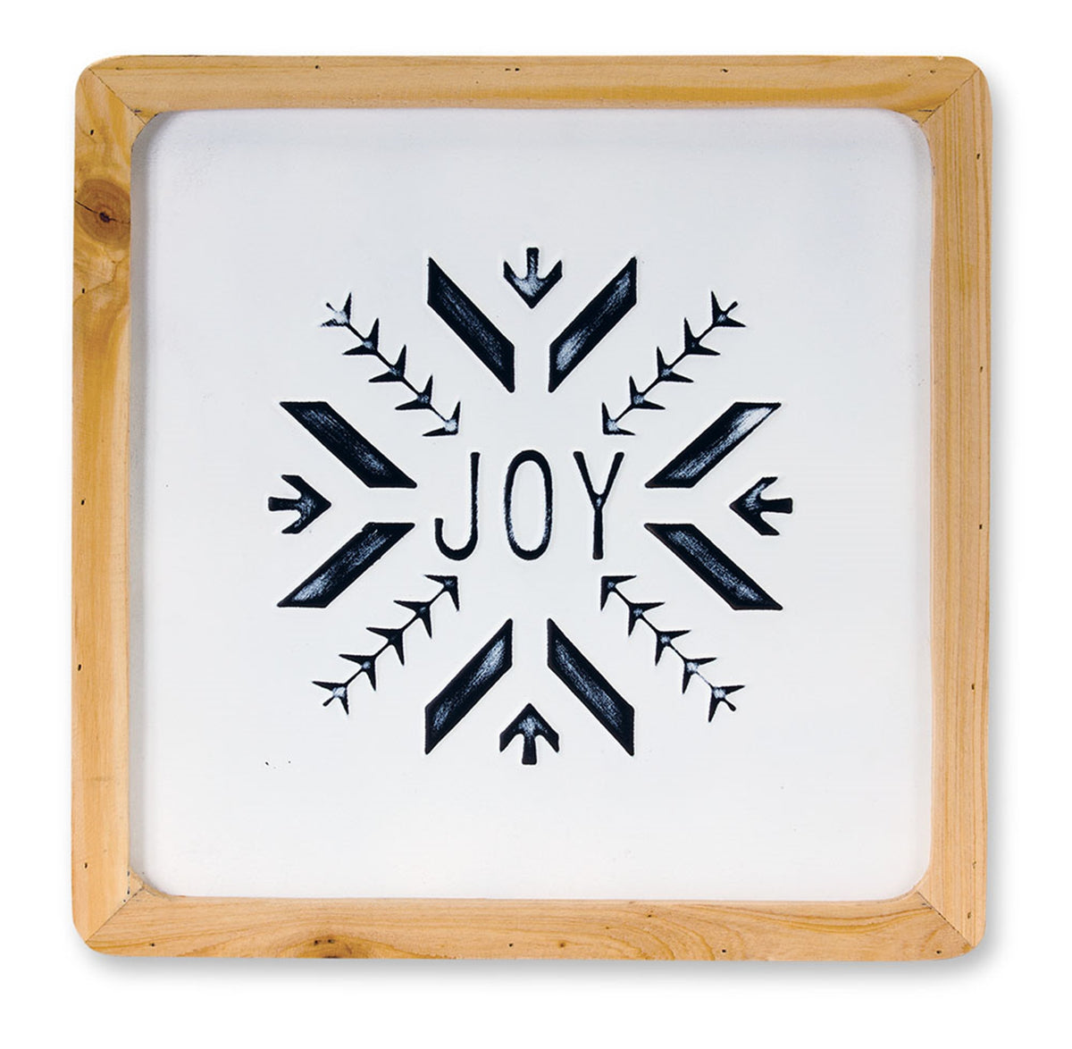 Wood Framed Metal Joy Sign with Nordic Snowflake (S/2)