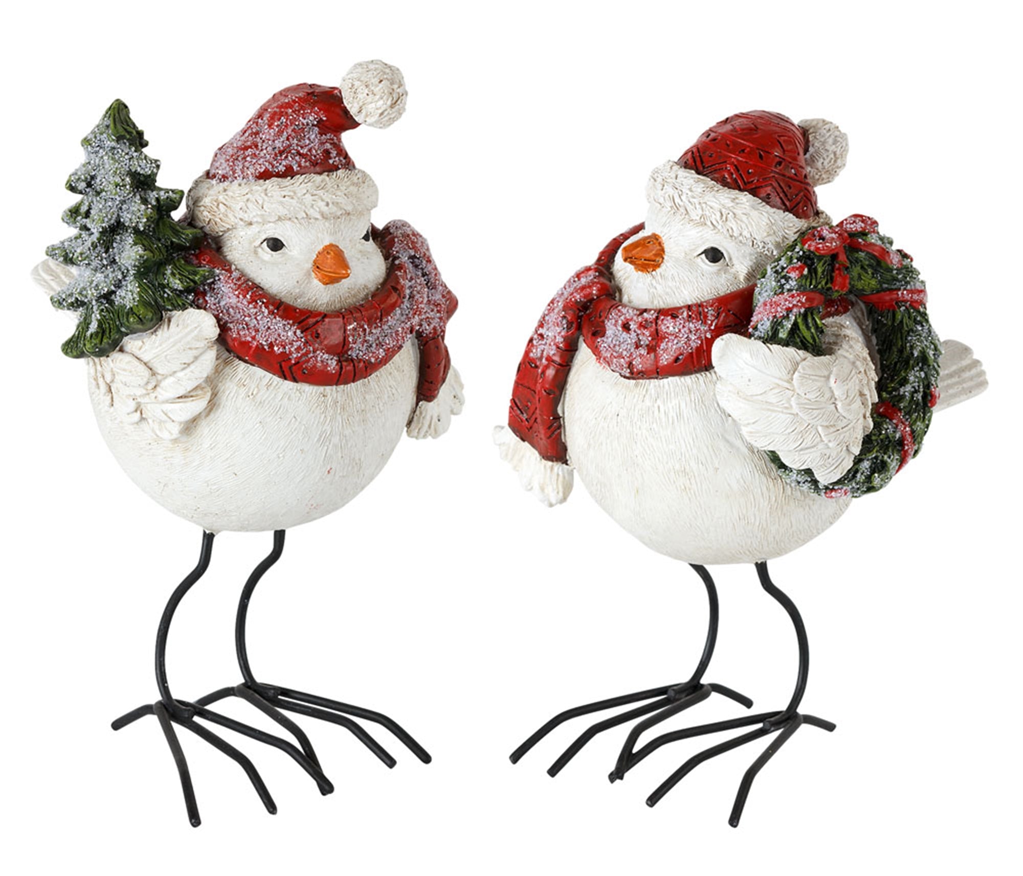Bird w/Santa Hat (2 Asst) 6"H Resin