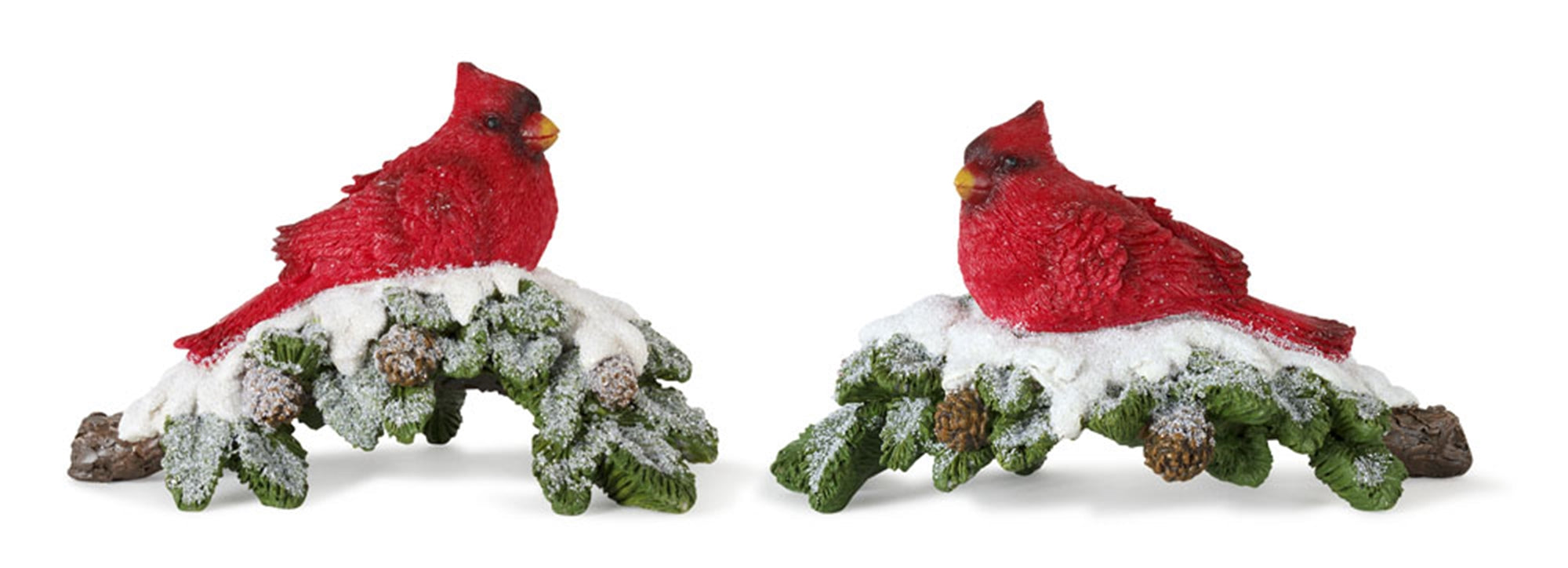 Cardinal on Branch (2 Asst) 6"L x 3.75"H Resin