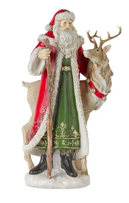 Santa w/Deer 15.25"H Resin