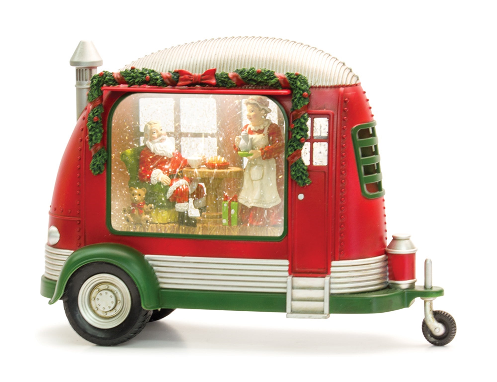 Camper Snow Globe w/Santa 8"H  6 Hr Timer 3 AA Batteries, Not Included or USB Cord Included