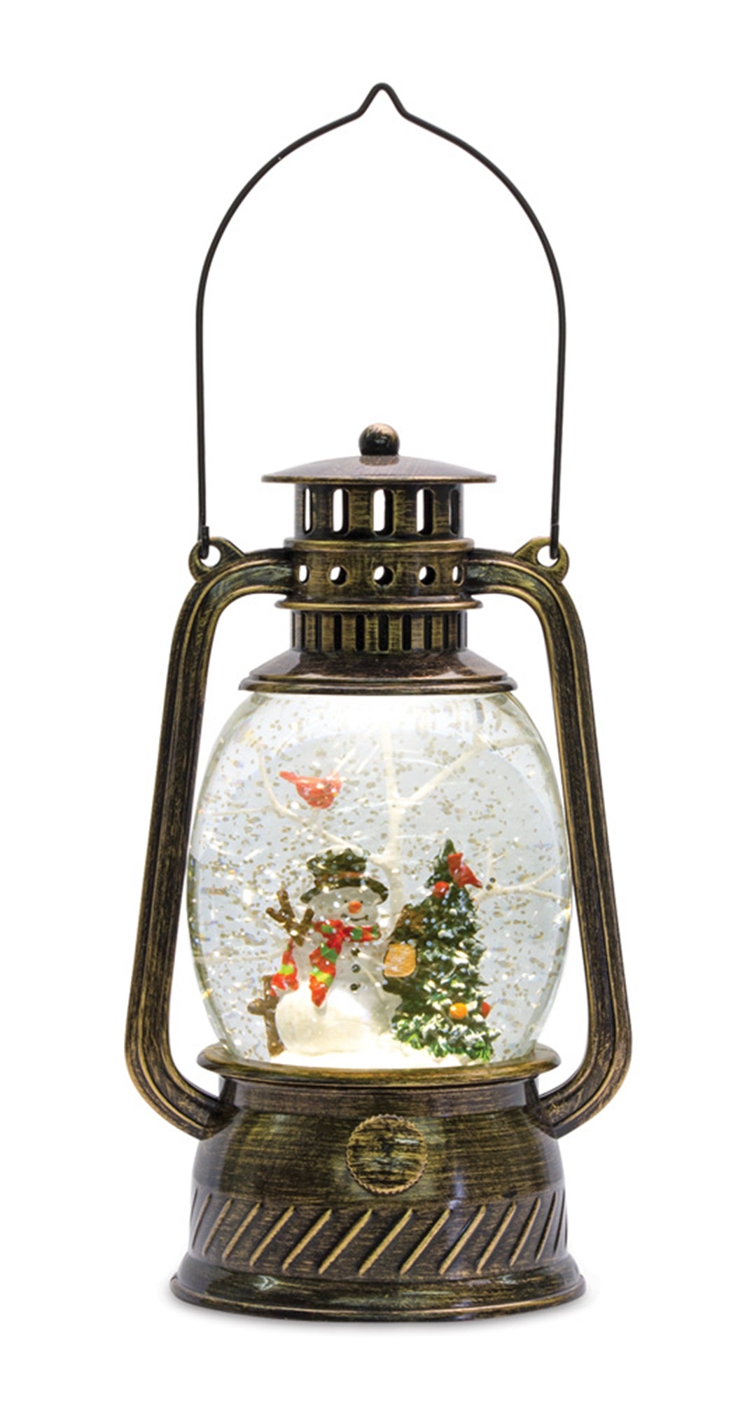 Snow Globe Lantern w/Snowman 11”H  6 Hr Timer 3 AA Batteries, Not Included)