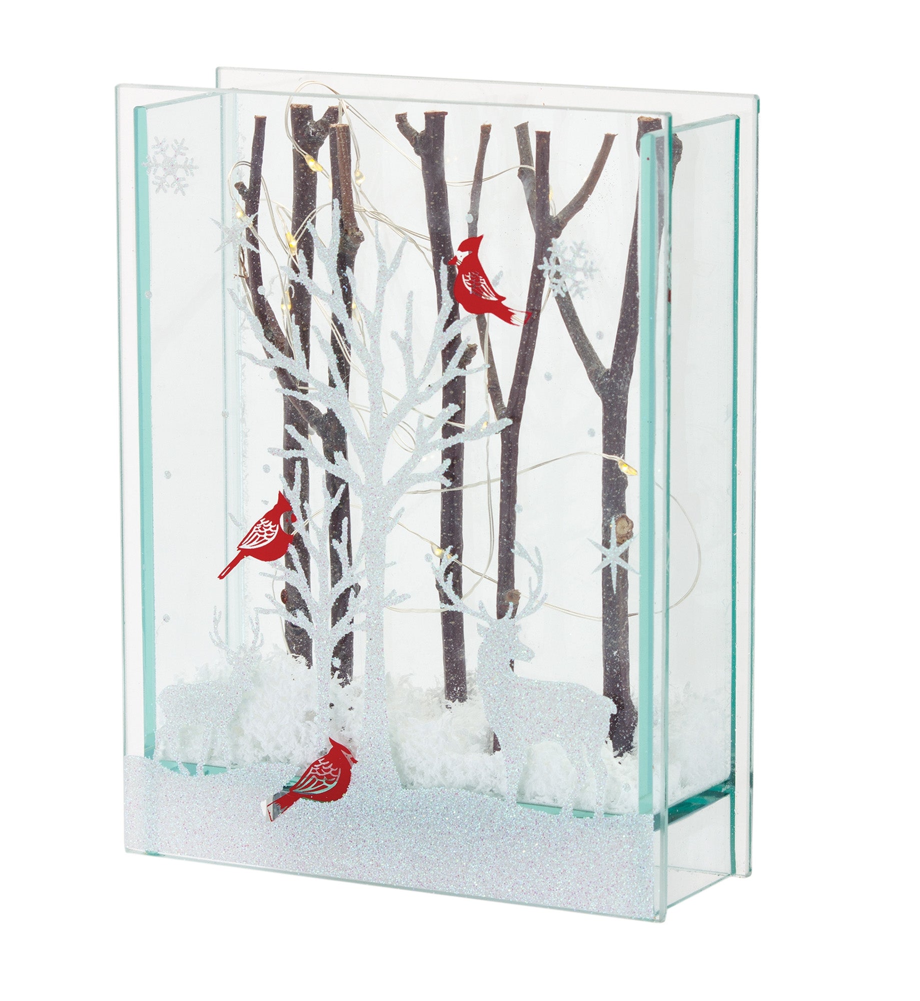 LED Luminary Deer w/Lights 7"H Glass 6 Hr Timer 2 AA Batteries, Not Included