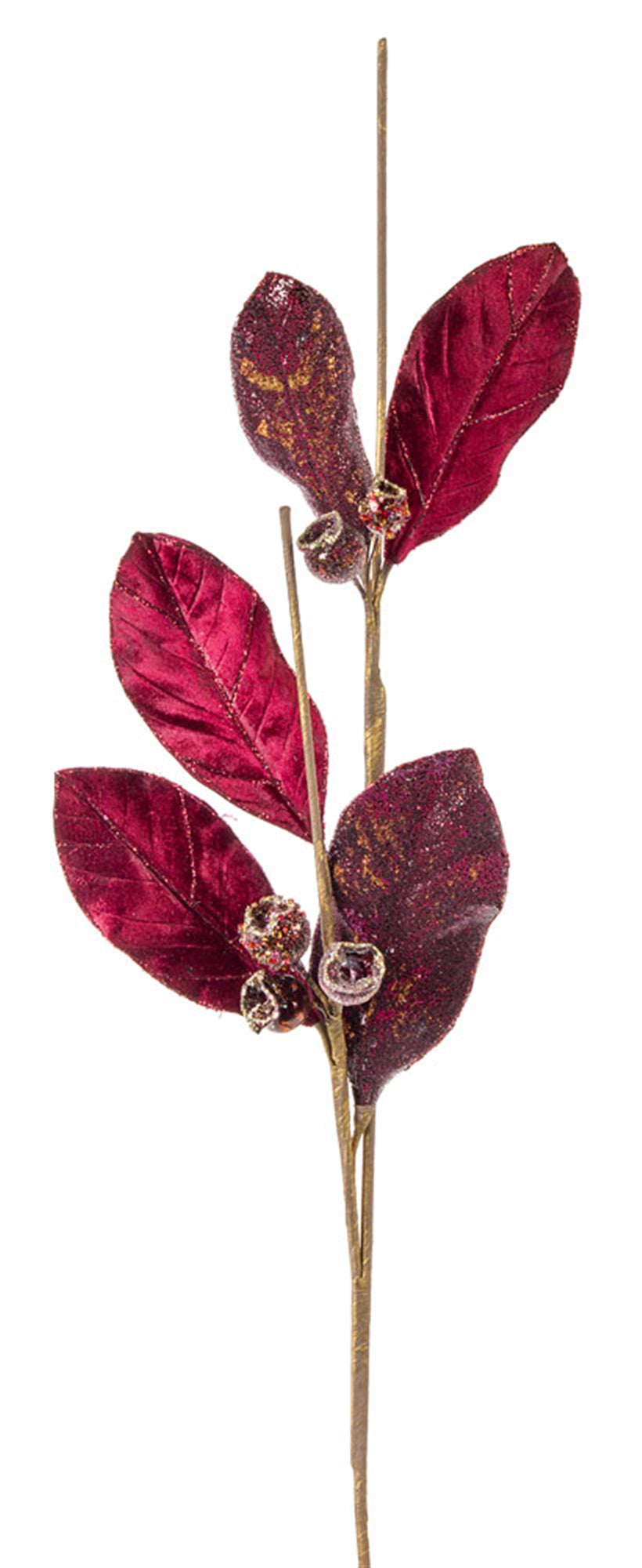 Magnolia Leaf Spray 35"H Velvet/Paper