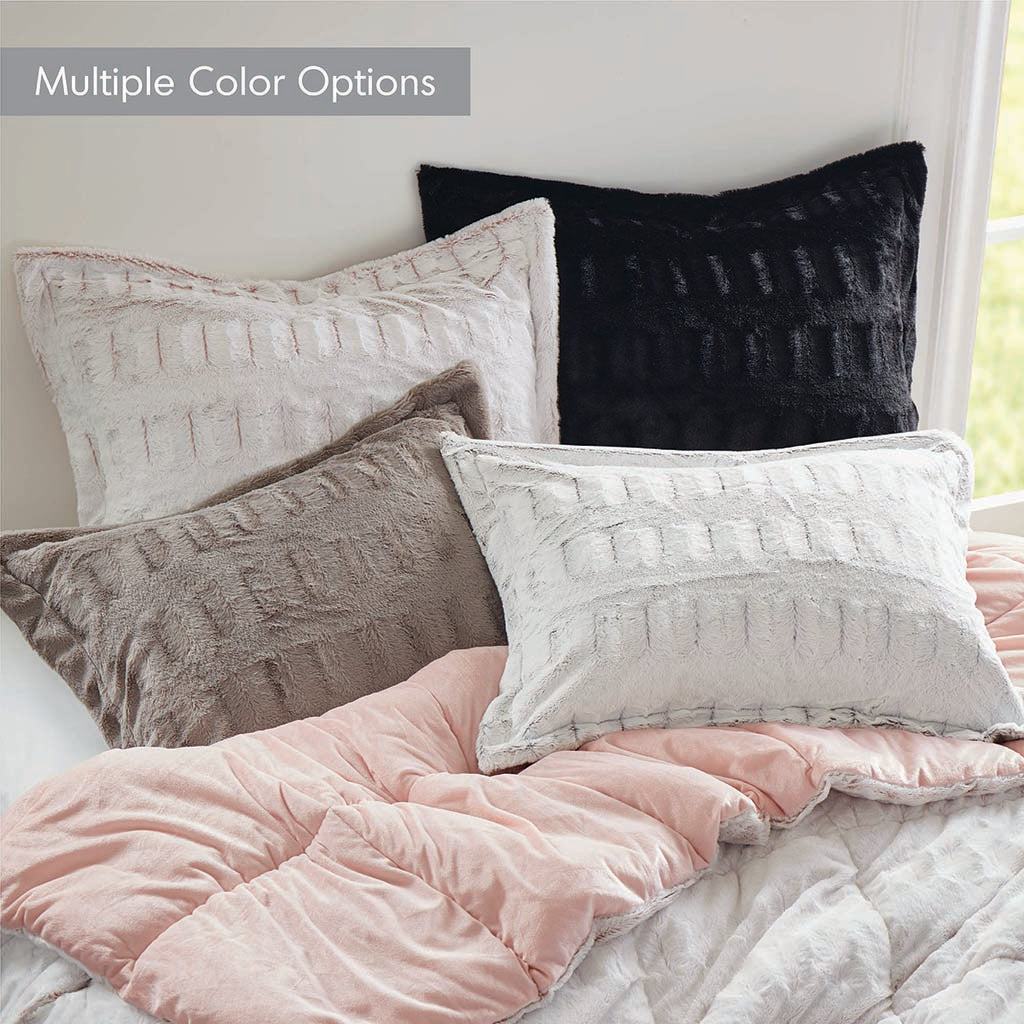 Solid Faux Fur Comforter Mini Set