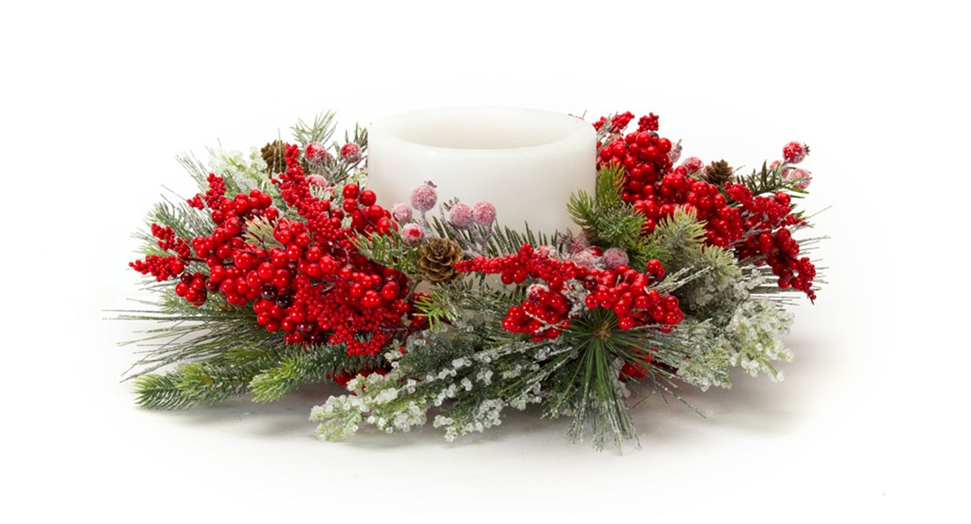 Pine and Berry Candle Ring 17"D /Foam (Fits a 4" Candle)