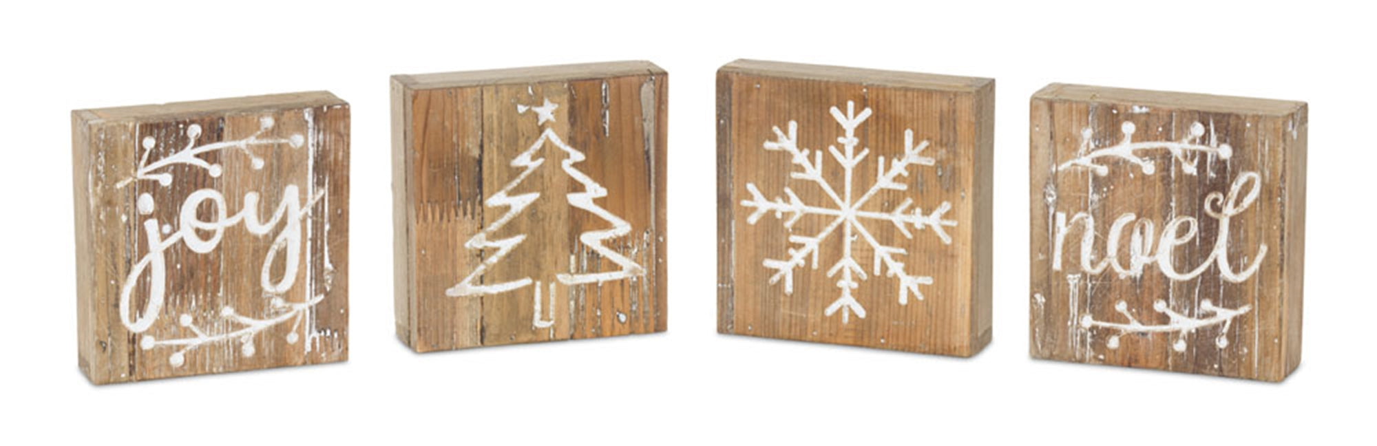 Christmas Plaque (4 Asst) 6"SQ Wood