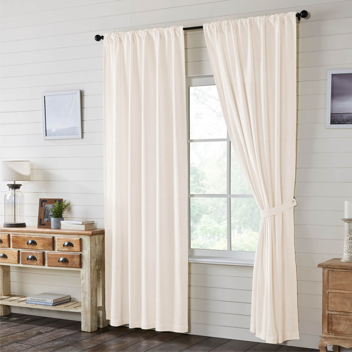 Burlap Antique White Panel Set of 2
