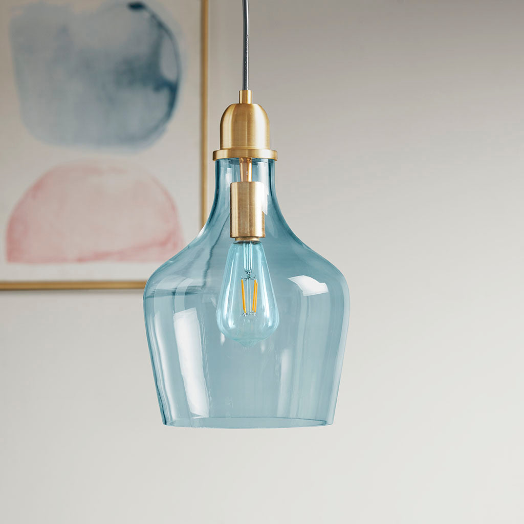 Auburn 9" Diameter Bell Shaped Hanging Glass Pendant Light