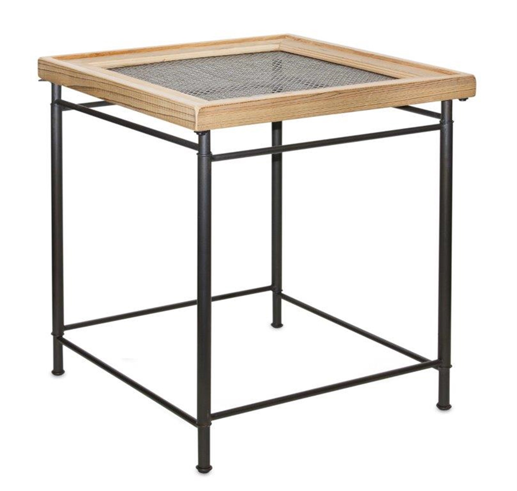 Table w/Glass Top 21.75"L x 21.75"W x 23.5"H Wood/Metal/Glass