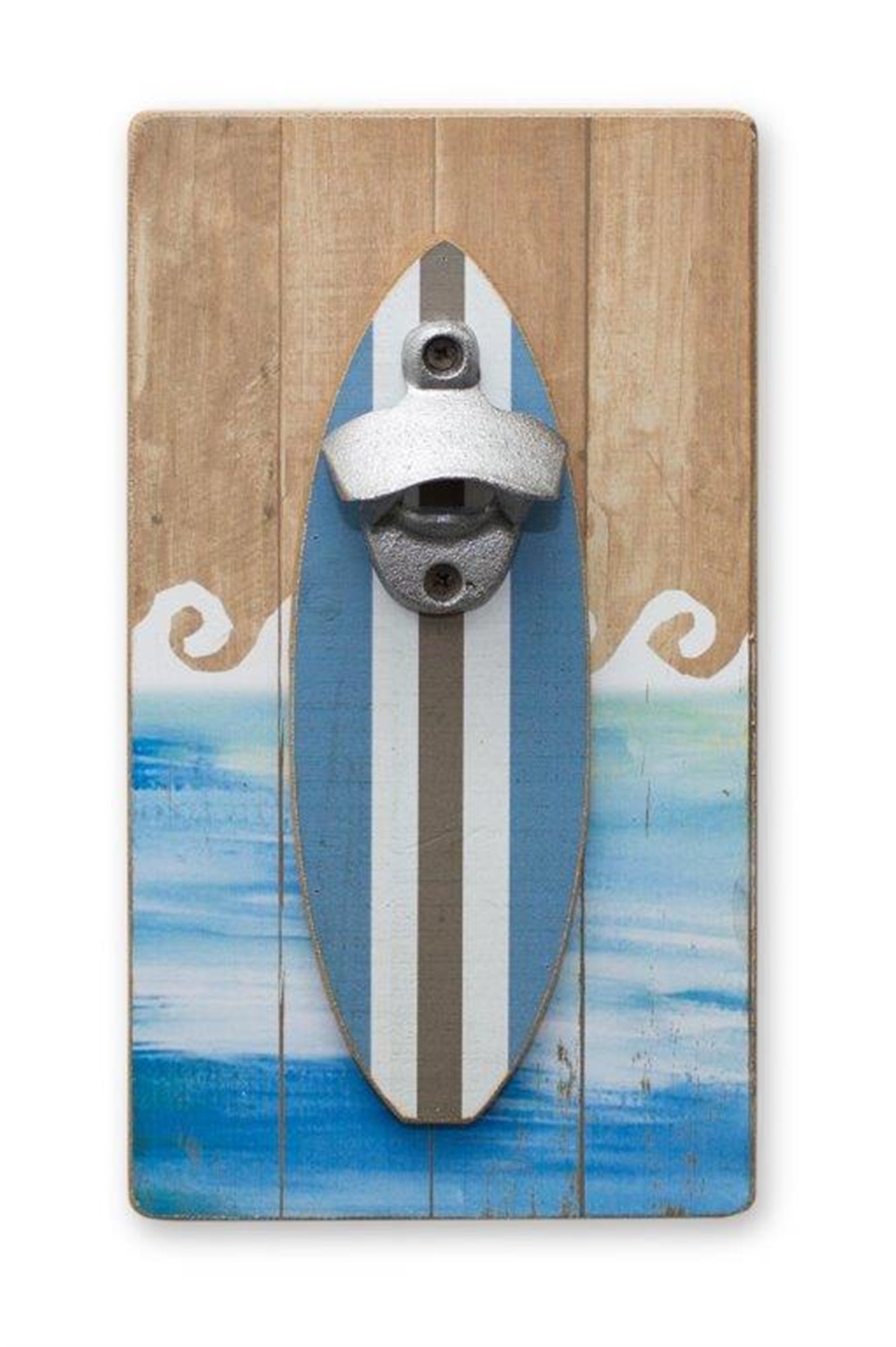 Surfboard Bottle Opener 6"L x 11"H Wood