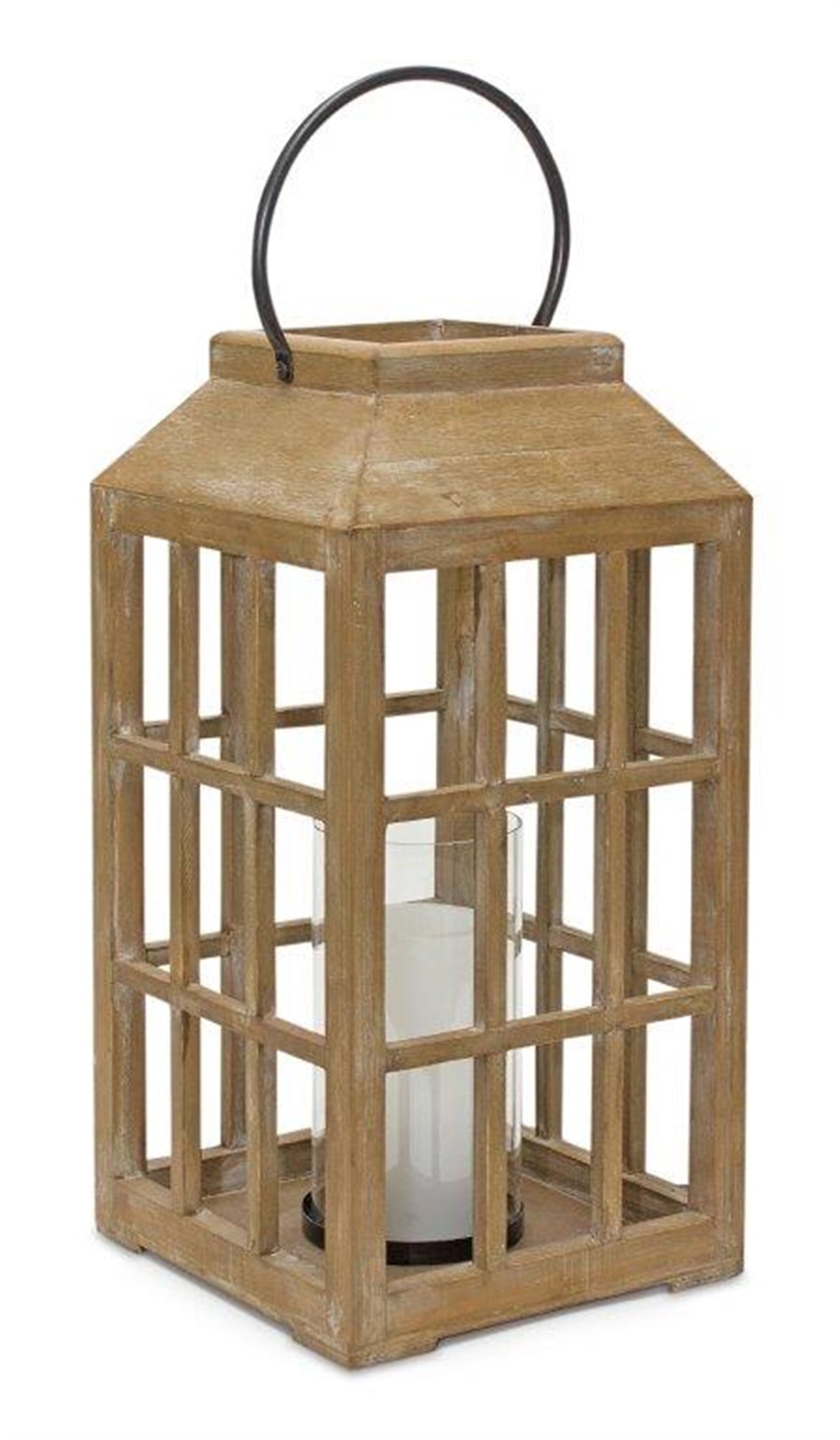 Lantern 8.75"D x 22.5"H (includes handle) Wood/Glass
