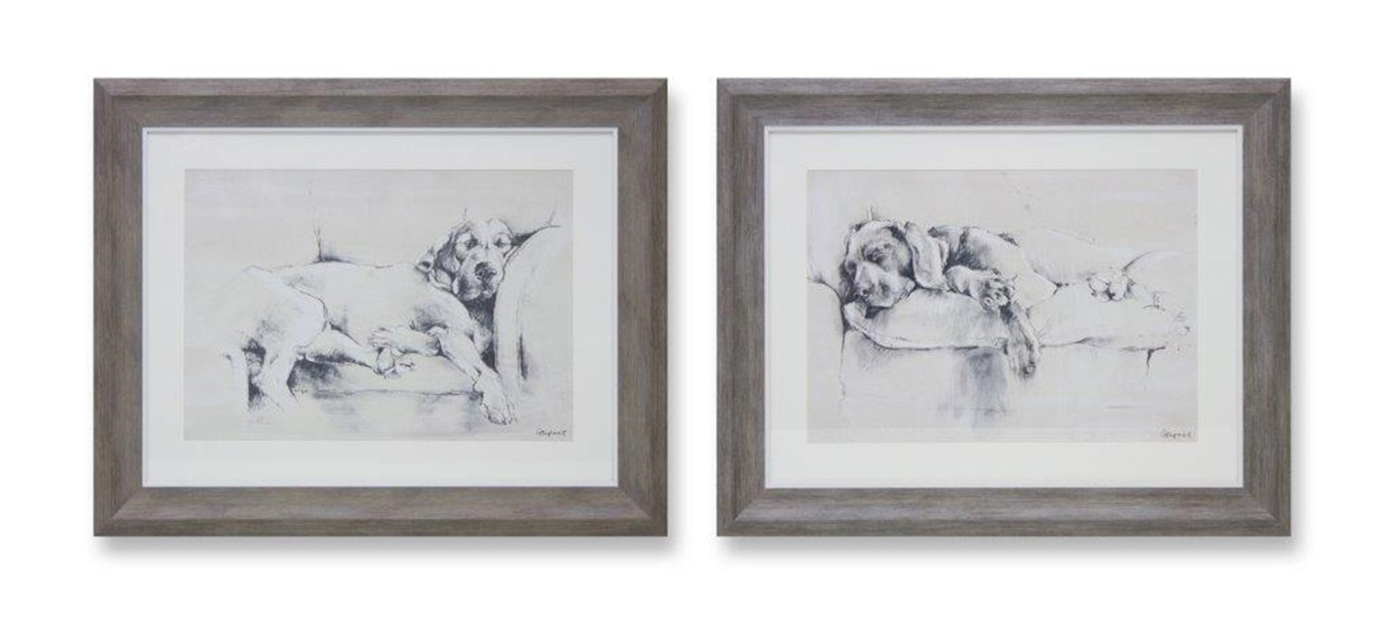 Framed Dog Print (2 Asst) 22.5"L x 18"H Wood/