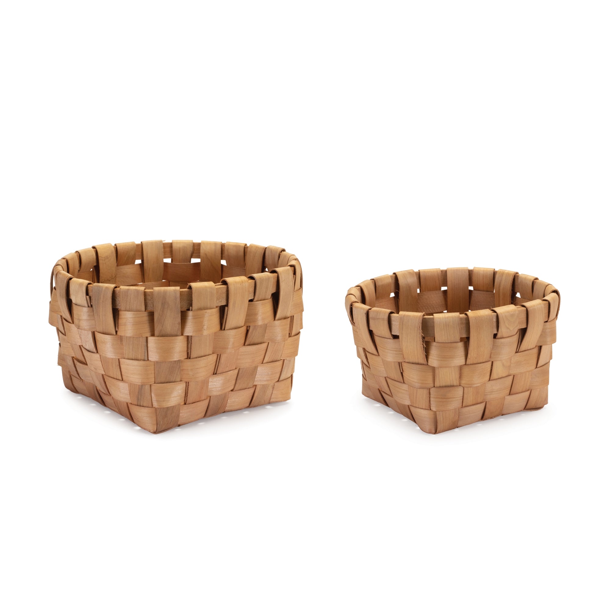 Basket (Set of 2) 8.5"L x 4.5"H, 11"L x 5.5"H Wood