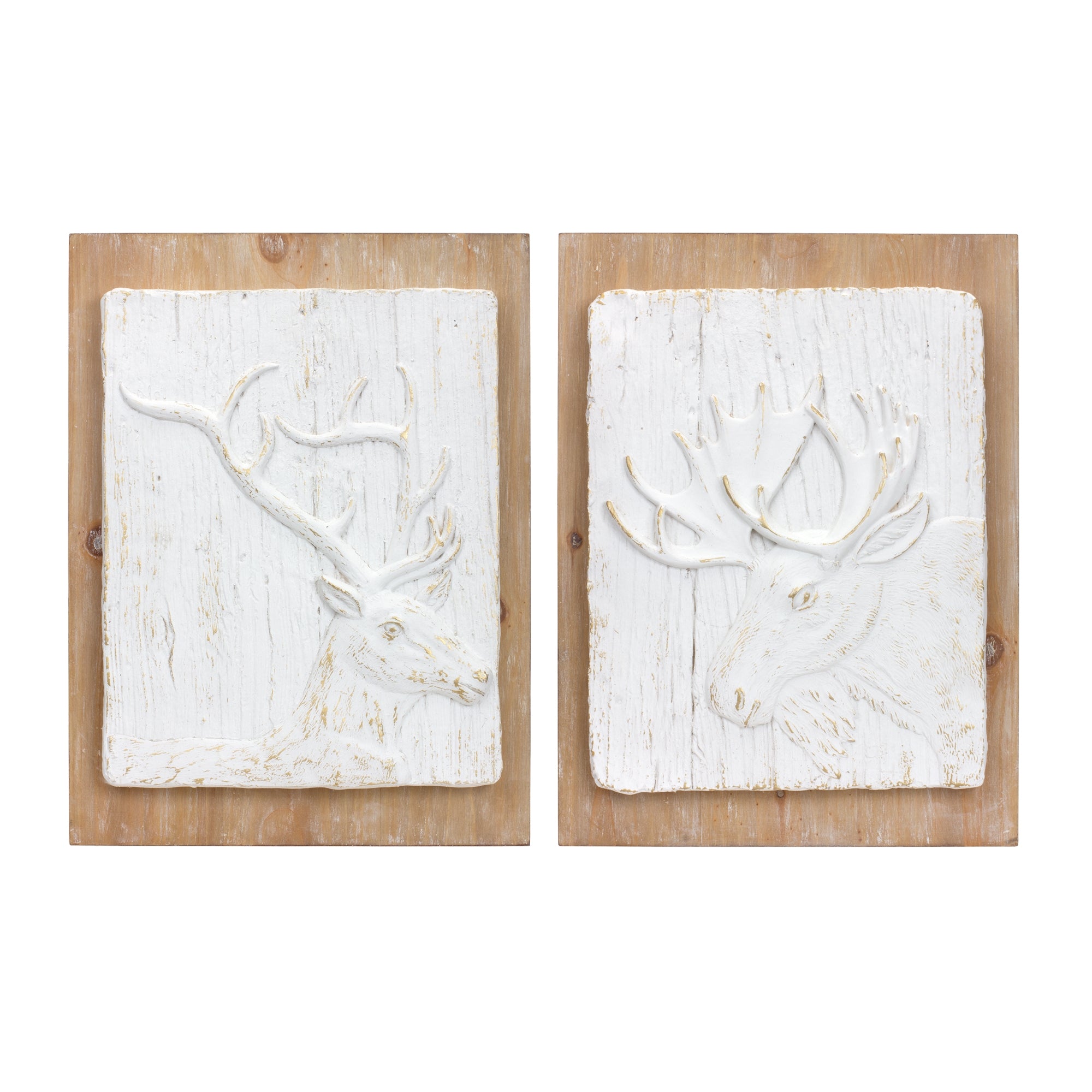 Moose and Deer Plaque (2 Asst) 11.75"L x 16"H Wood/Resin