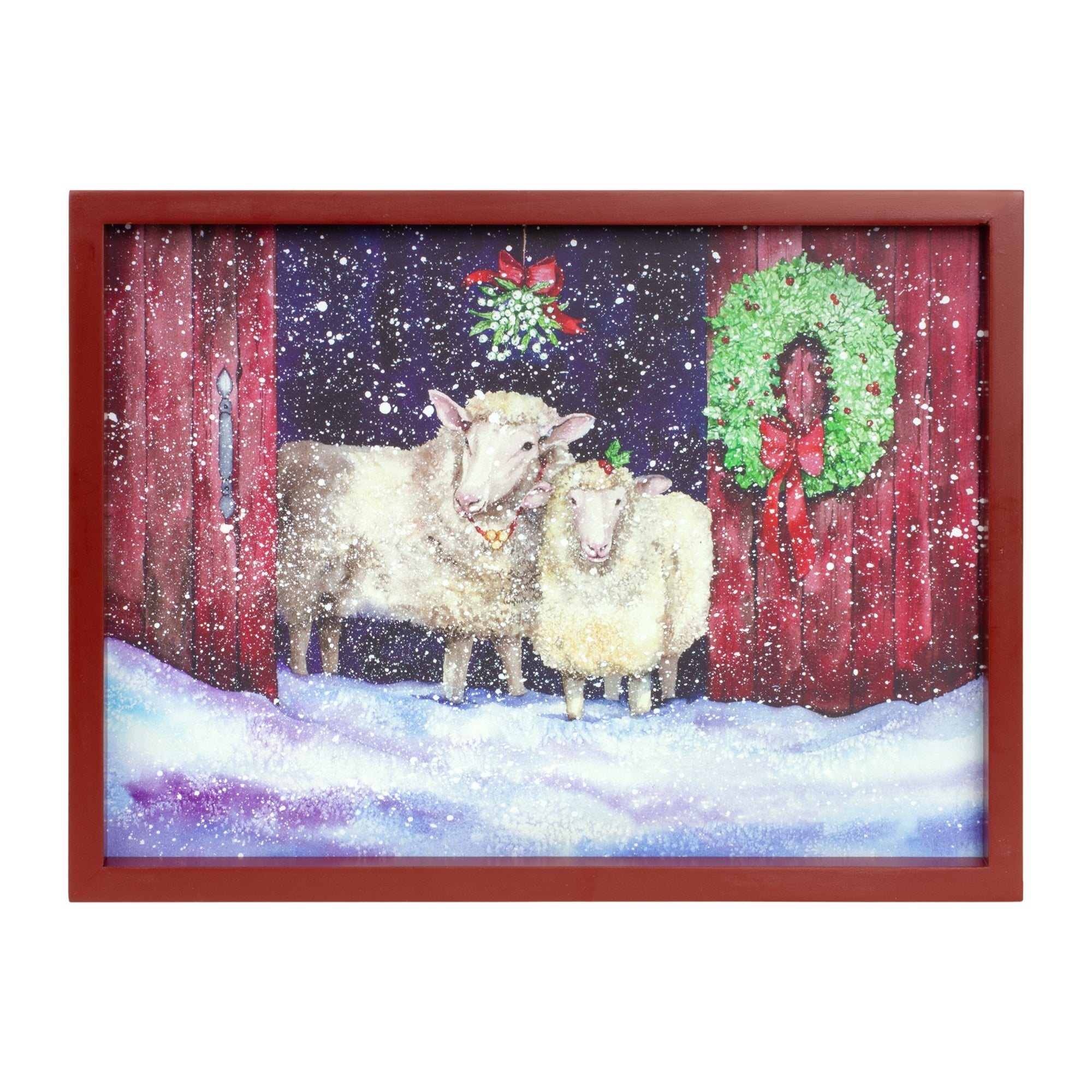 Barn and Sheep Frame 15.75" x 12"H Wood/Paper