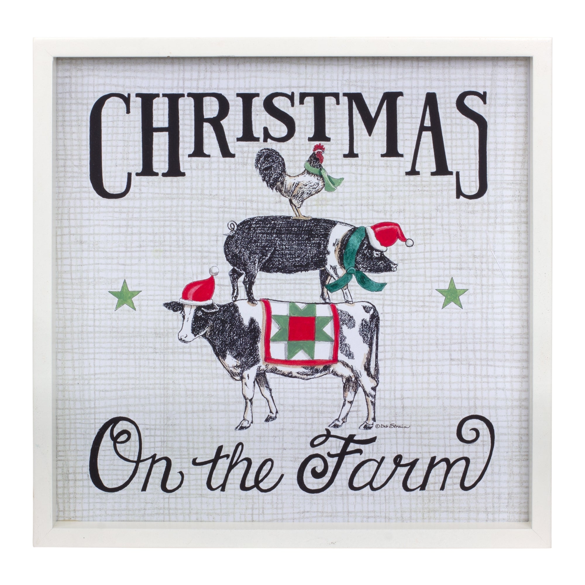 Christmas On The Farm Frame 15.75”SQ Wood/Paper