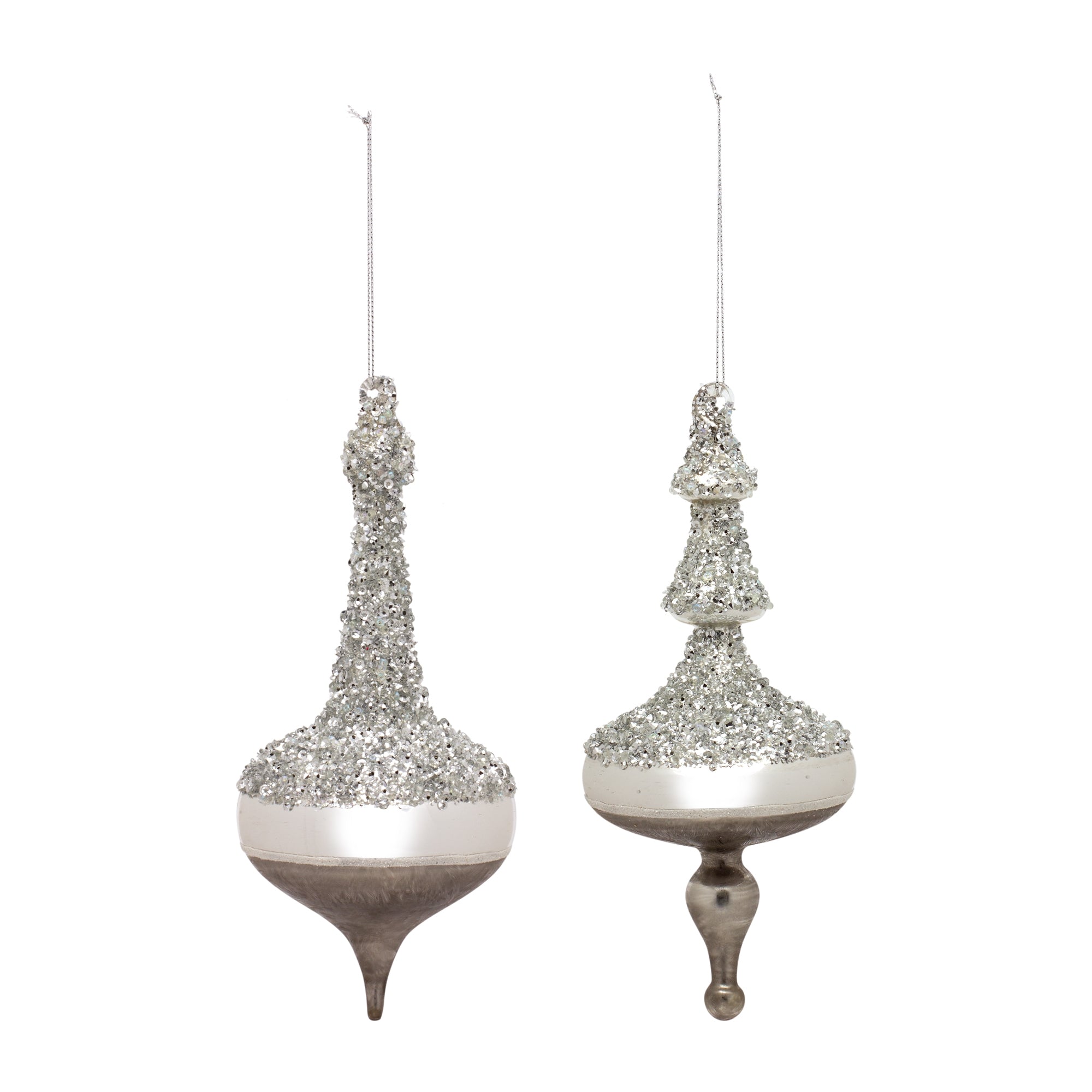 Drop Ornament (2 Asst) 8"H, 8.25"H Glass