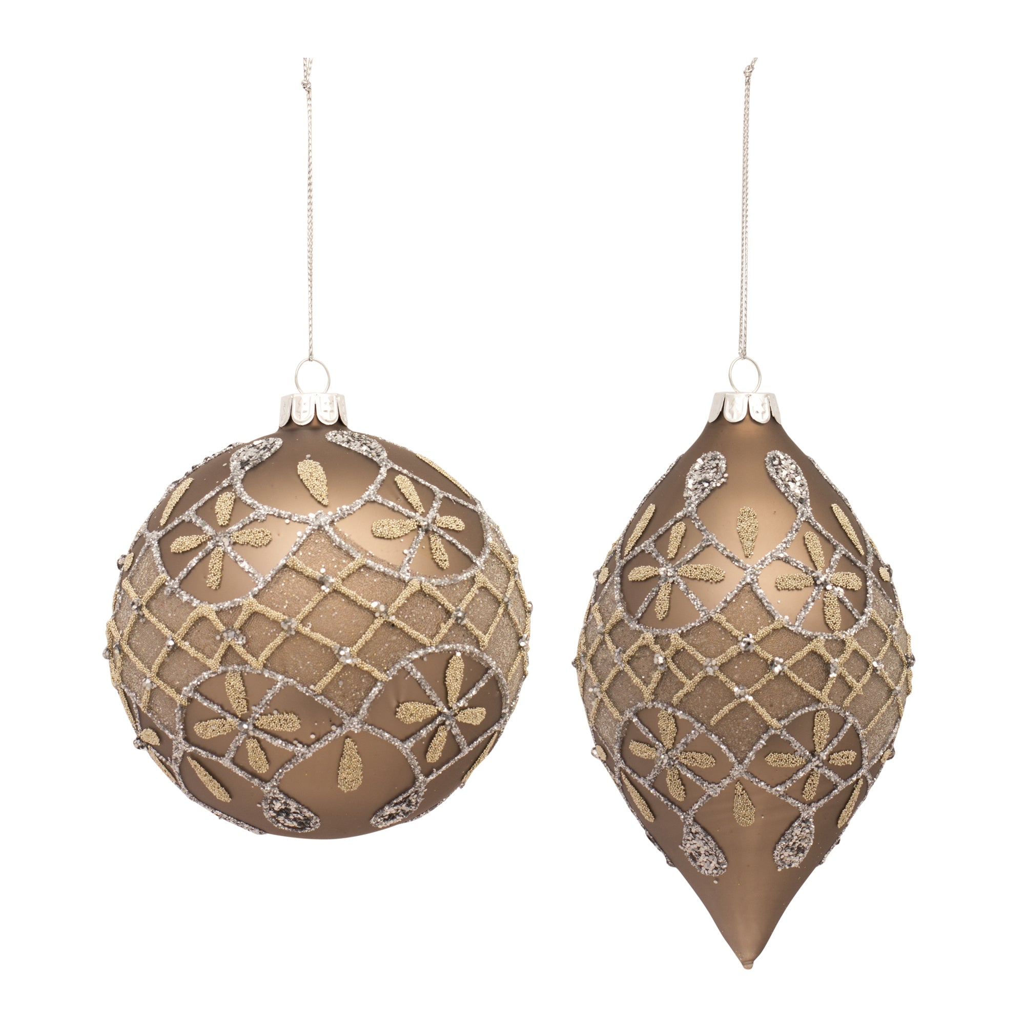 Ornament (2 Asst) 4.75"H, 6.5"H Glass