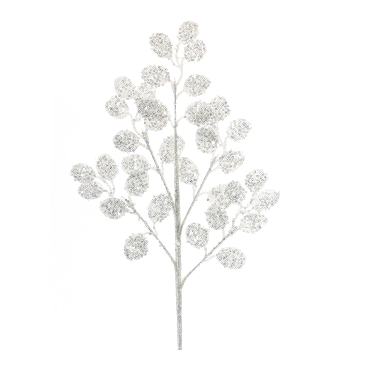Silver Beaded Silver Dollar Eucalpytus Spray (Set of 6)
