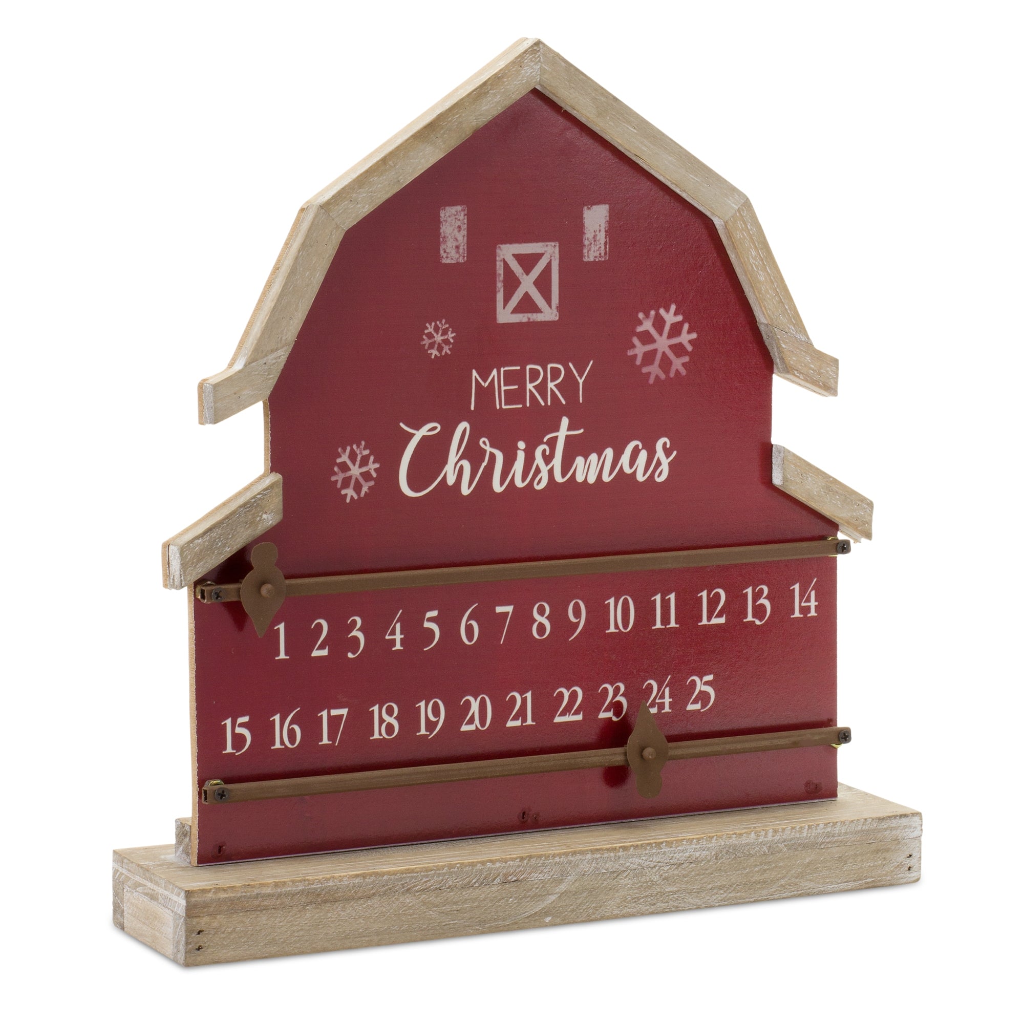 Barn Christmas Countdown 12.25"L x 13.25"H Wood/Wood