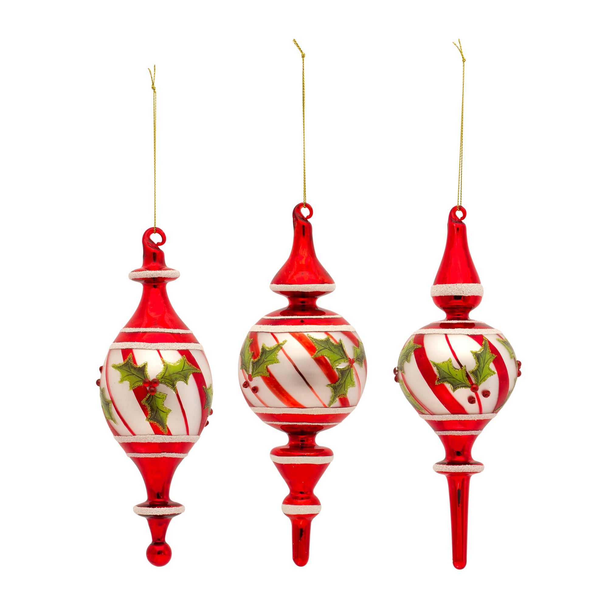 Drop Ornament (3 Asst) 8"H, 8.75"H, 8.75"H Glass