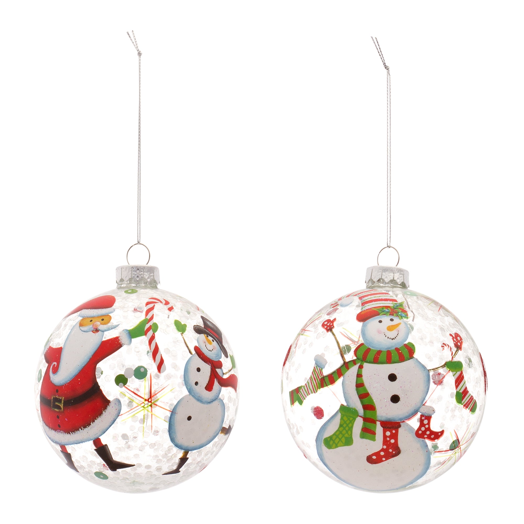 Santa and Snowman Ball Ornament (S/2)