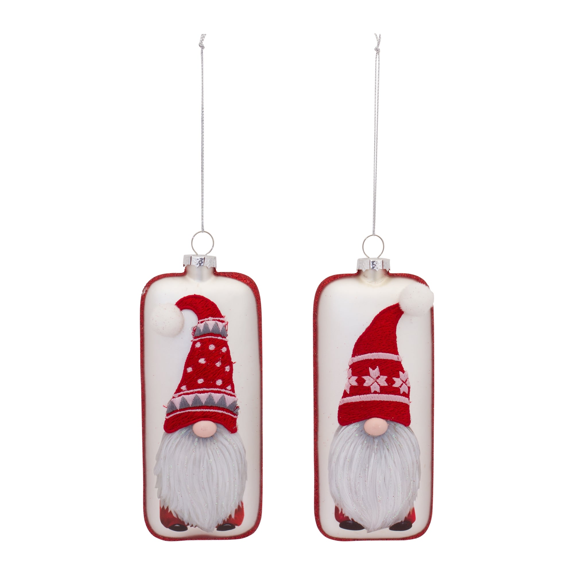 Gnome Ornament (2 Asst) 6.25”H Glass