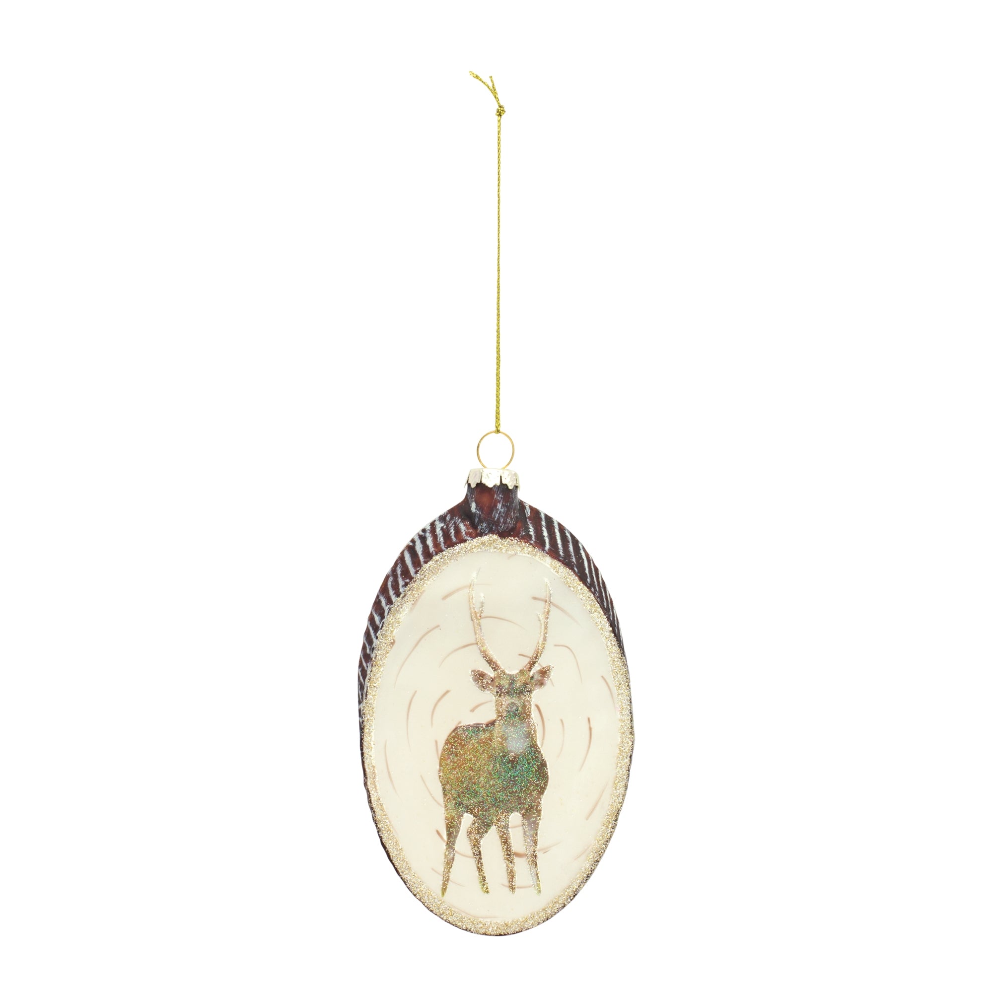 Deer Disc Ornament 6”H Glass
