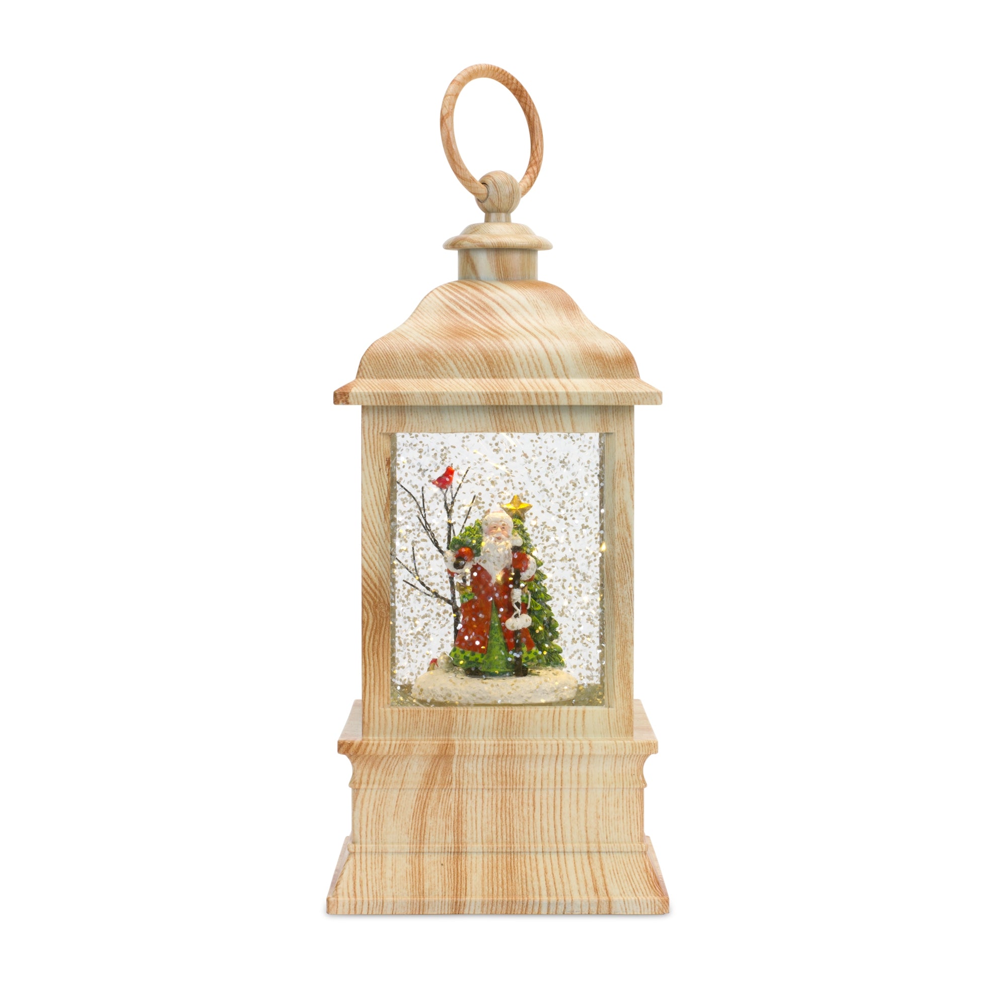 LED Snow Globe Lantern w/Santa 9”H /Resin 6 Hr Timer 3 AA Batteries Not Included or USB Cord