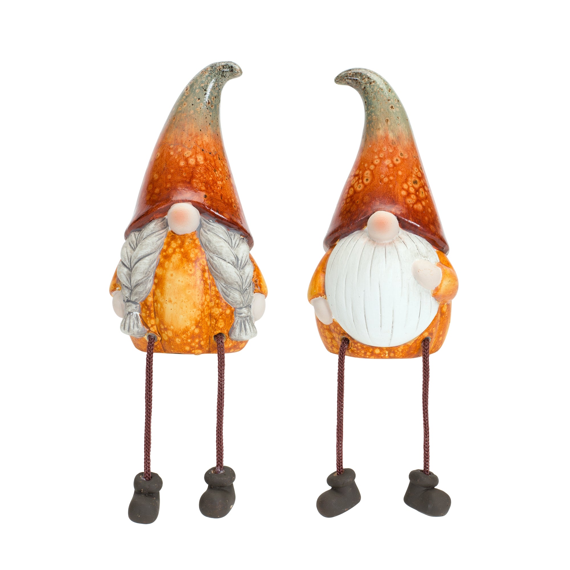Pumpkin Gnome w/Dangle Legs (2 Asst) 8”H Terra Cotta