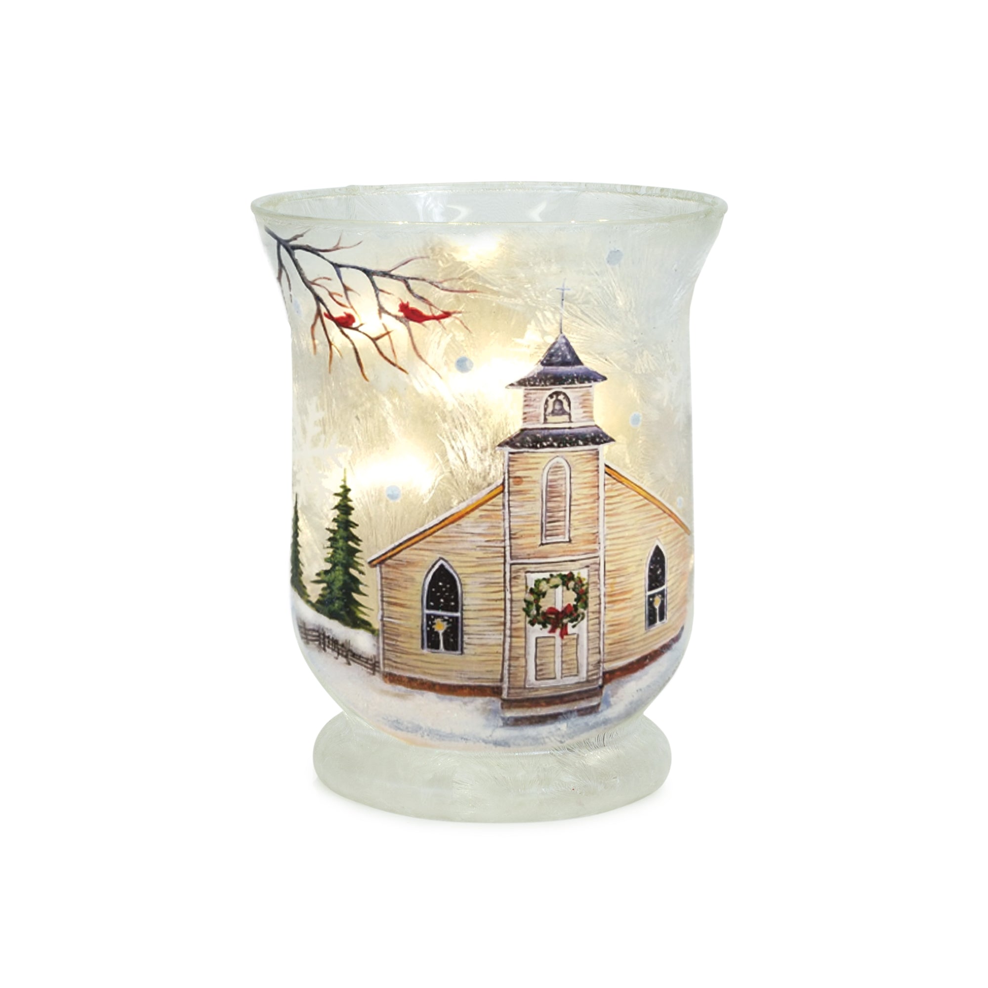 Church Votive Holder 3"D x 3.25"H Glass
