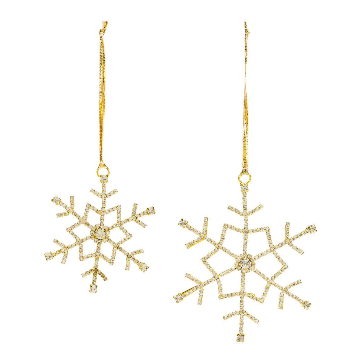 Gold Jeweled Metal Snowflake Ornament (Set of 12)