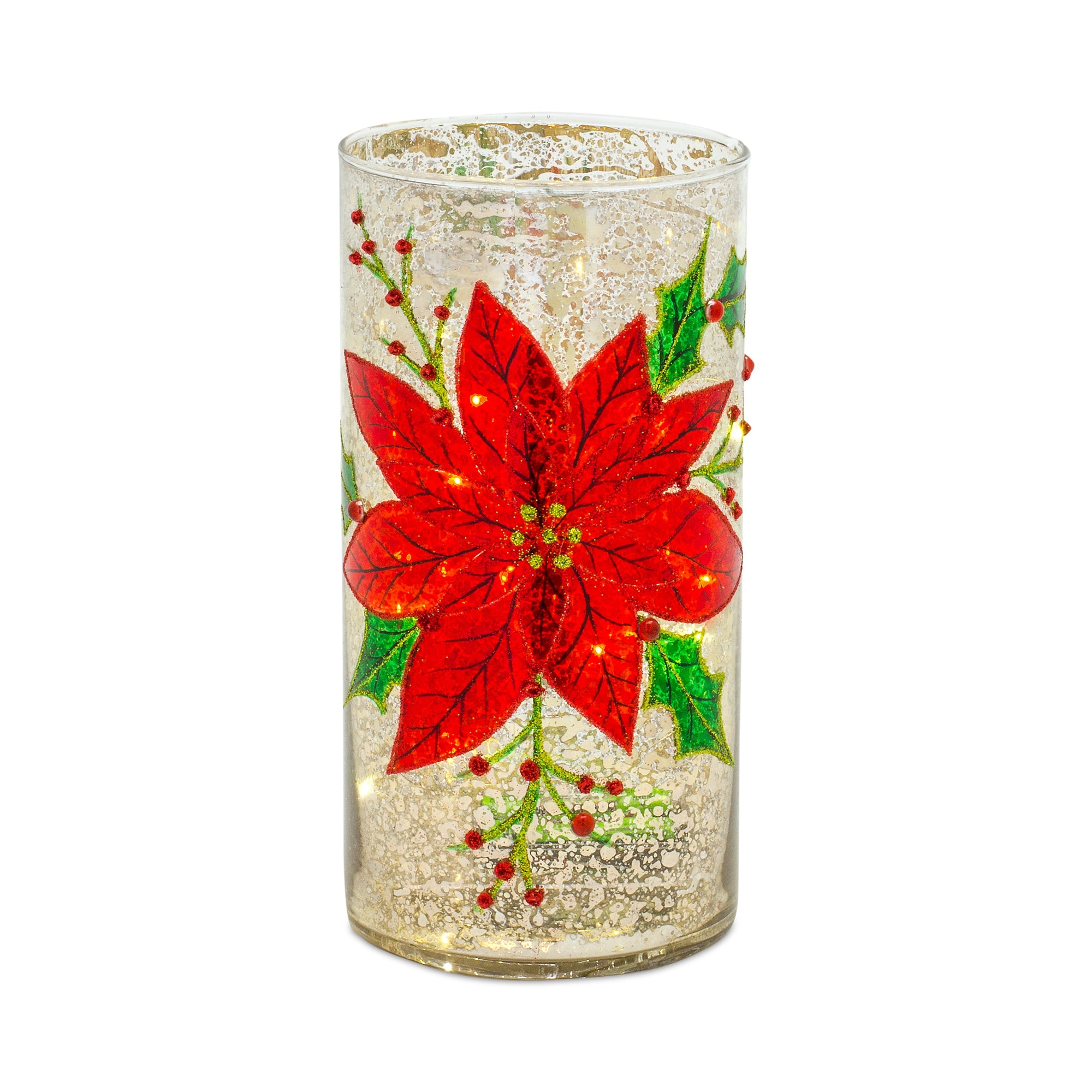 Poinsettia Candle Holder/Vase 4"D x 8"H Glass