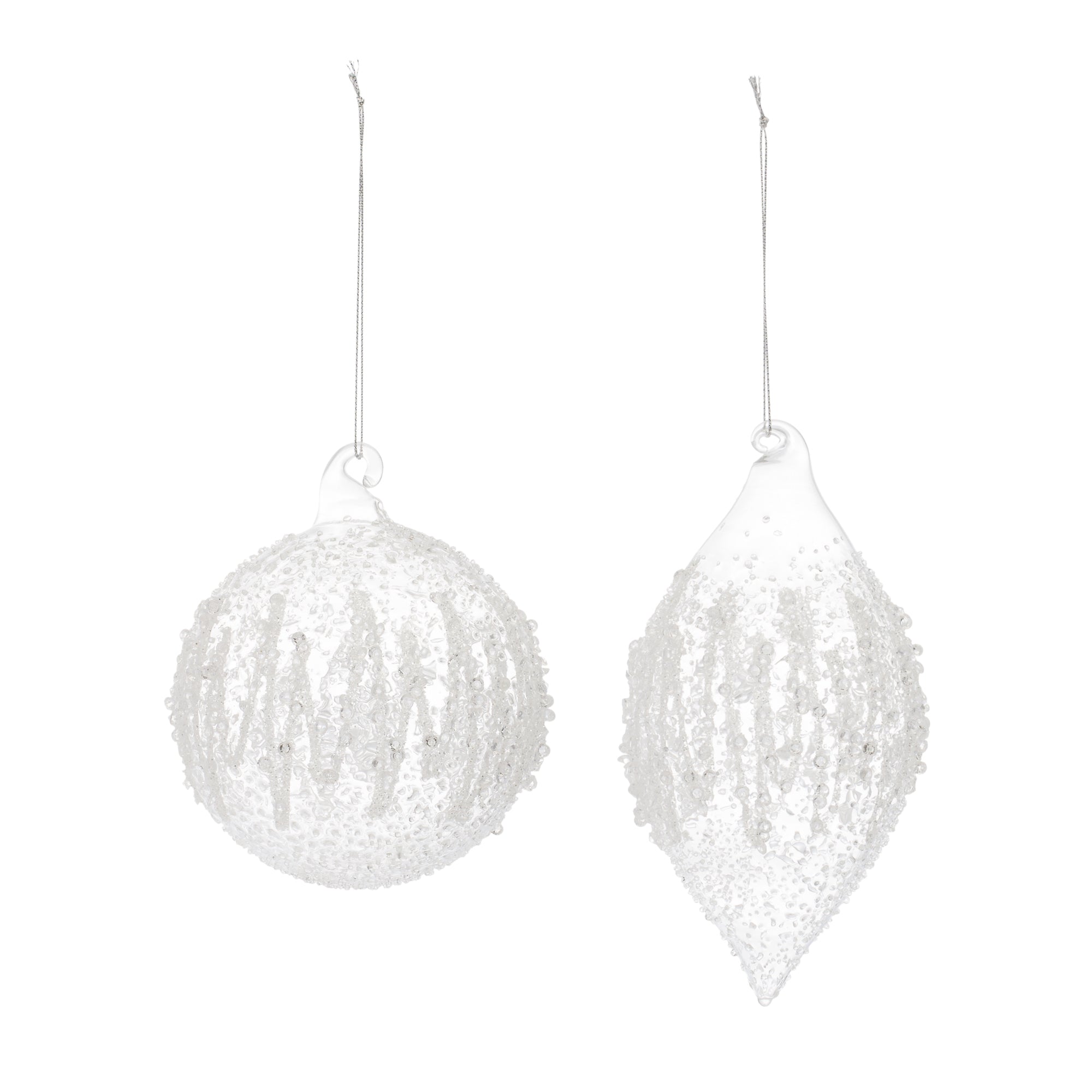 Ornament (2 Asst) 5"H, 6.25"H Glass