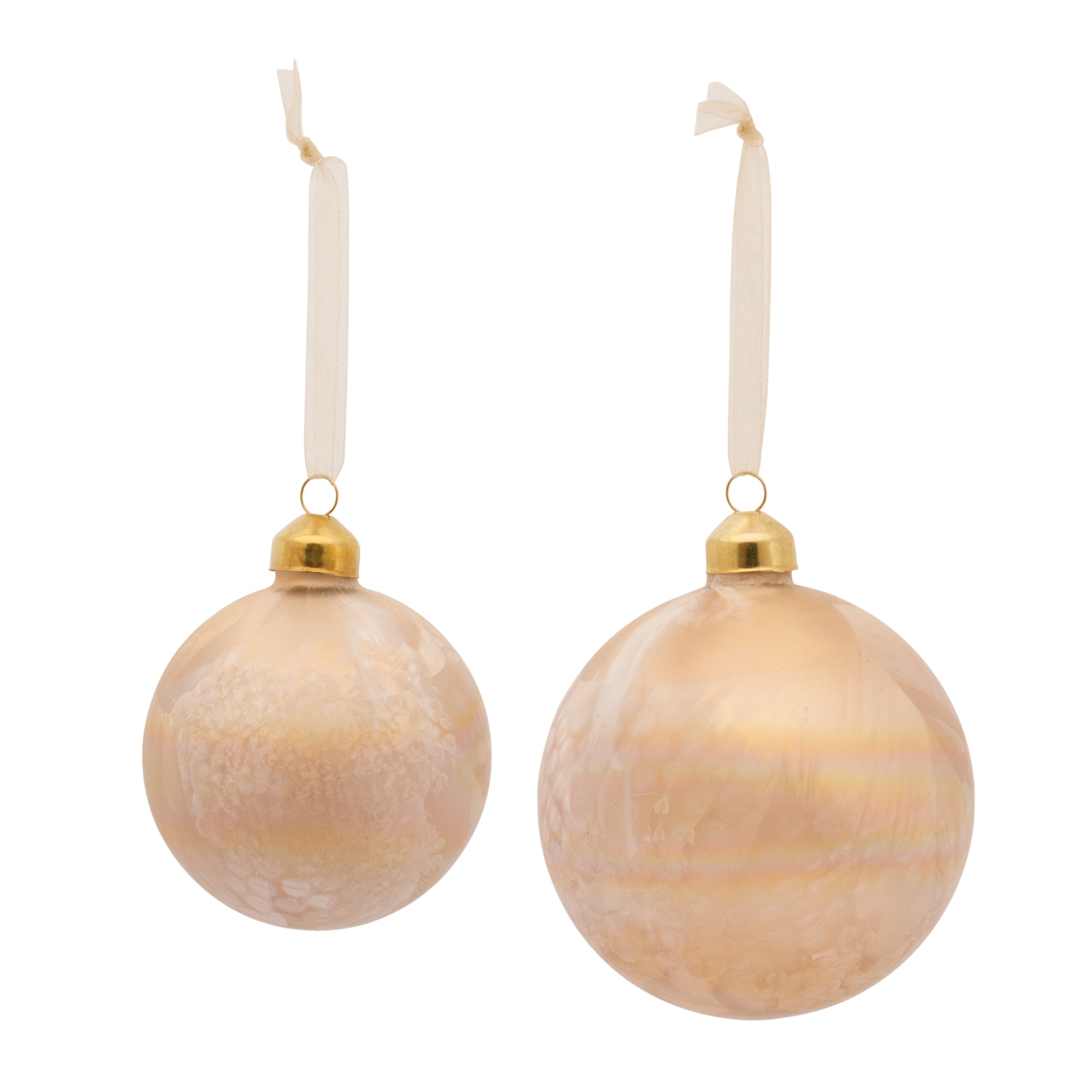 Ball Ornament (Set of 2) 3"D, 4"D Glass