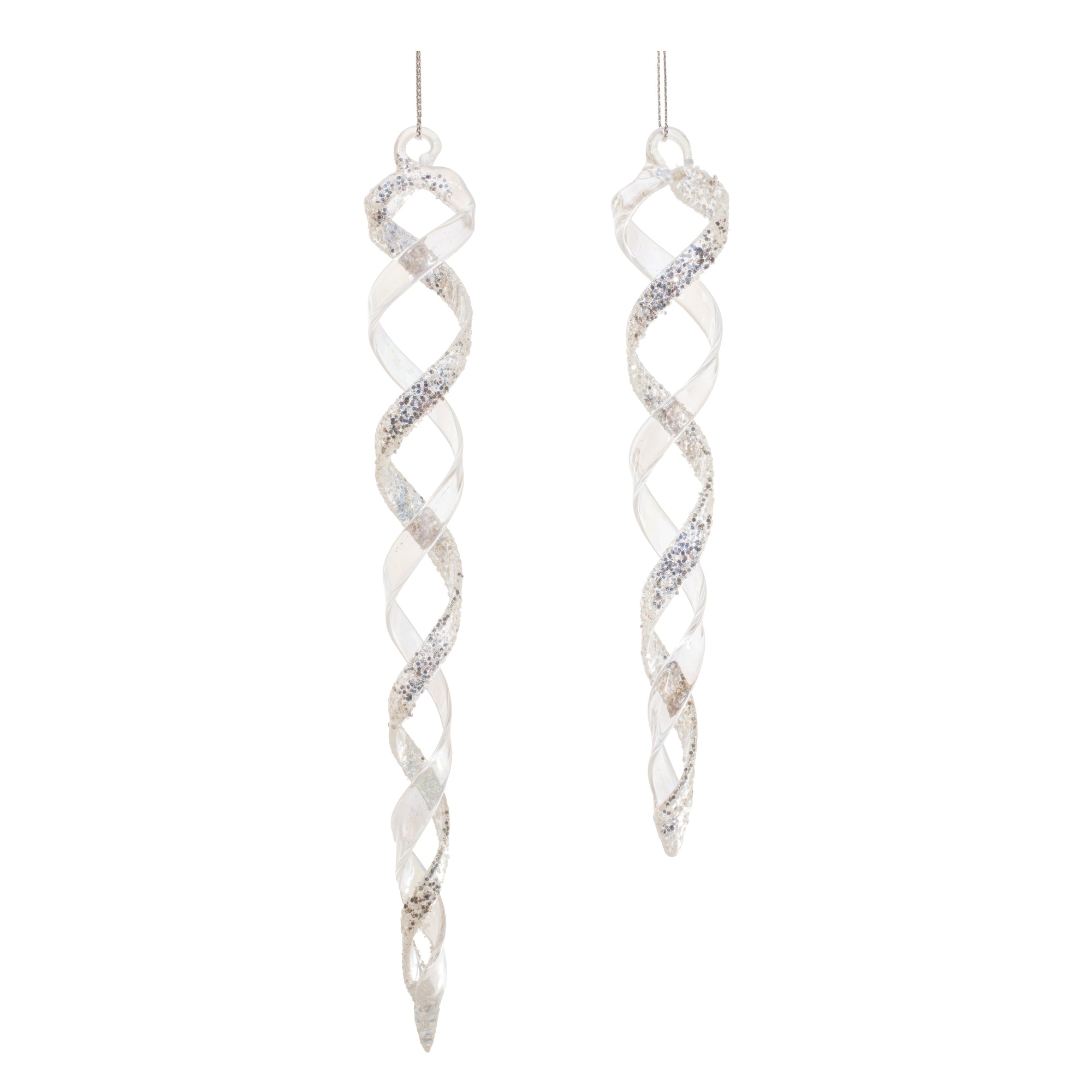 Icicle Ornament (Set of 2) 7.5"H, 9.75"H Glass