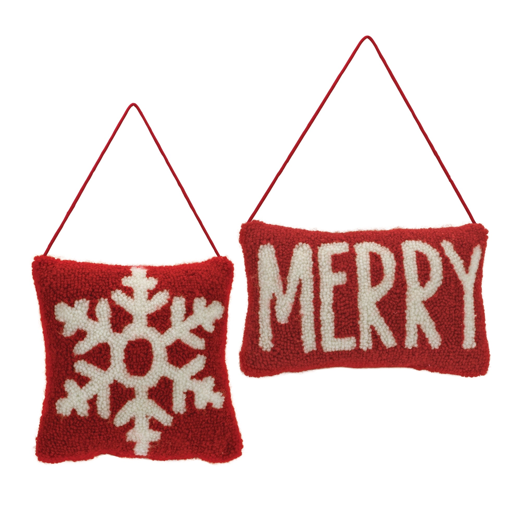 Mini Pillow Ornament (2 Asst) 7.5"SQ, 9.25"L x 5.75"H Polyester