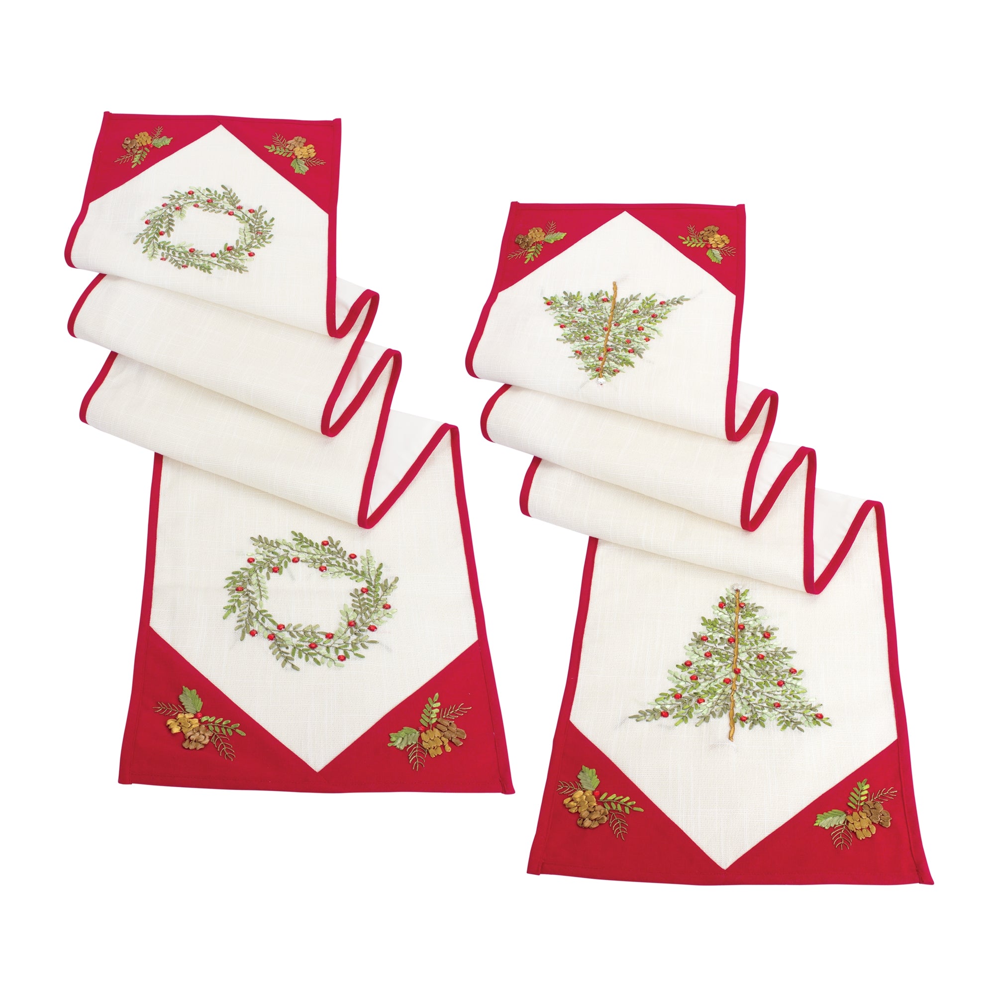 Tree and Wreath Table Runner (2 Asst) 72"L x 13.5"W Polyester