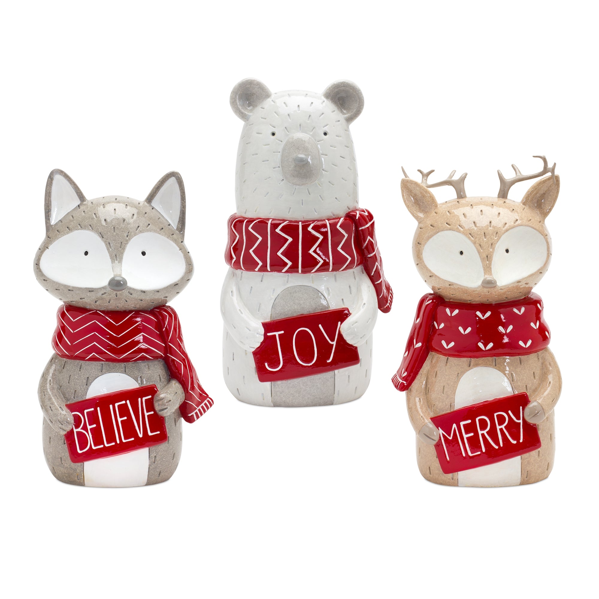Animal w/Sign (3 Asst) 10.75”H Resin