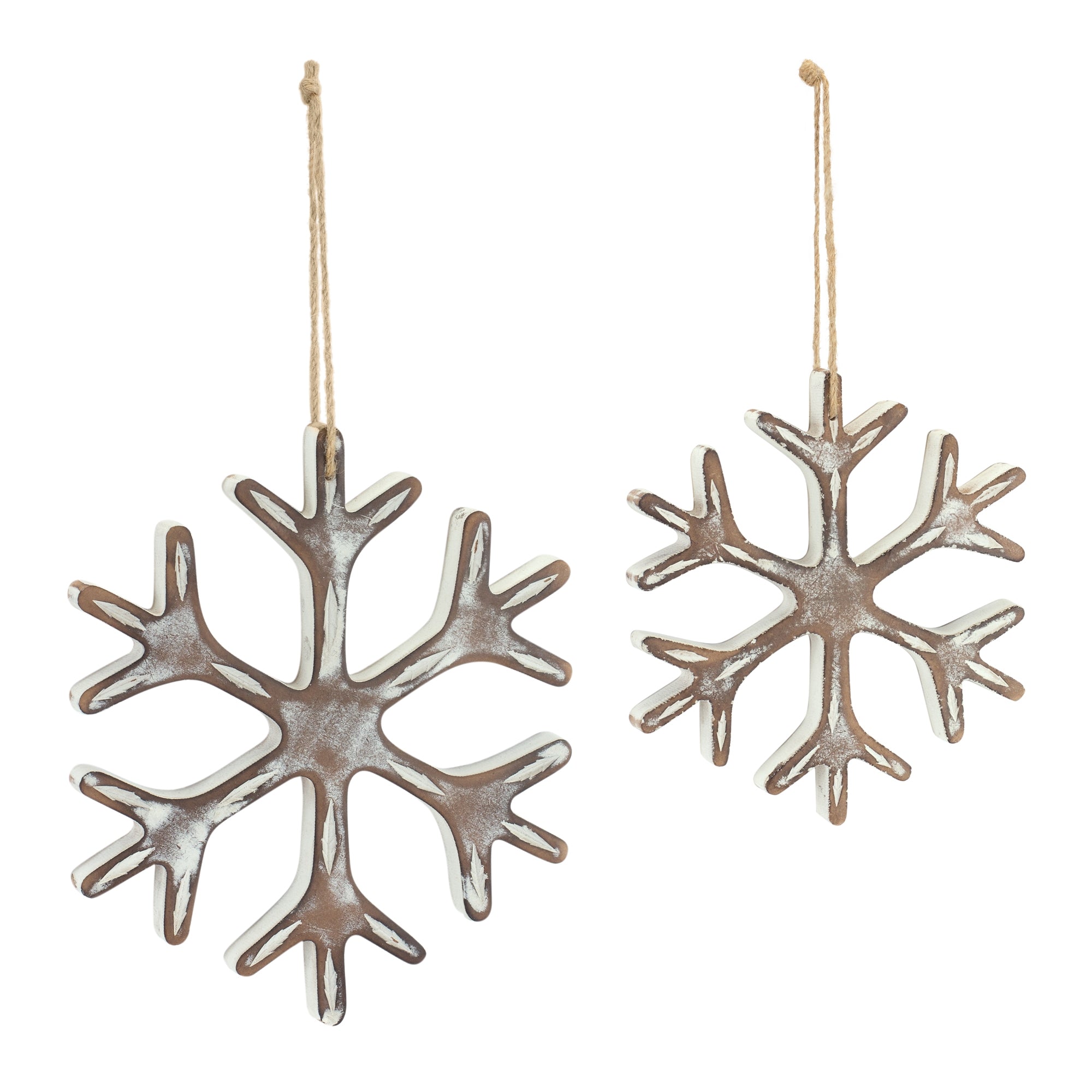 Snowflake Ornament (Set of 2) 7"H, 9.25"H Wood