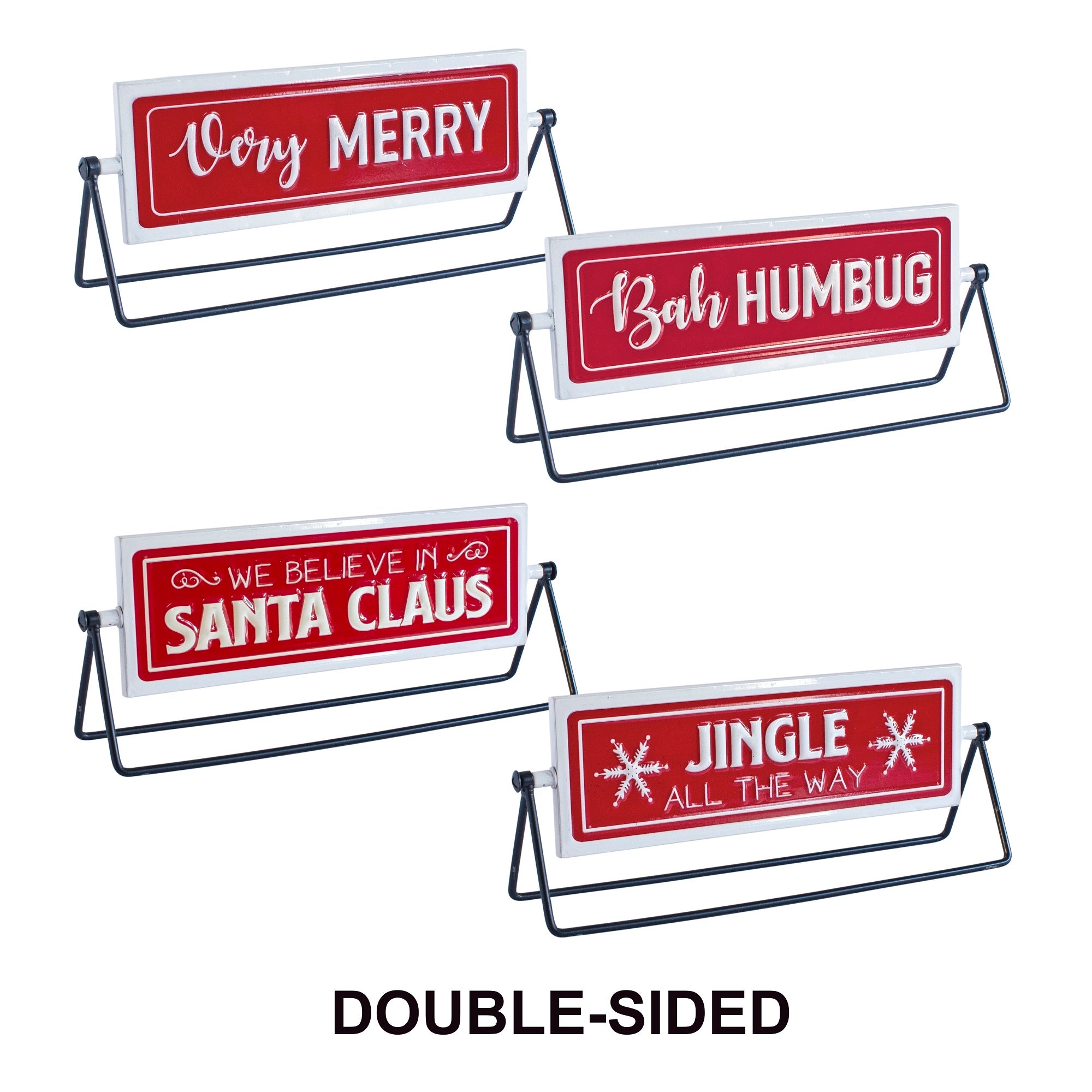 Reversable Christmas Sign (2 Asst) 12.75"L x 4.75"H Iron
