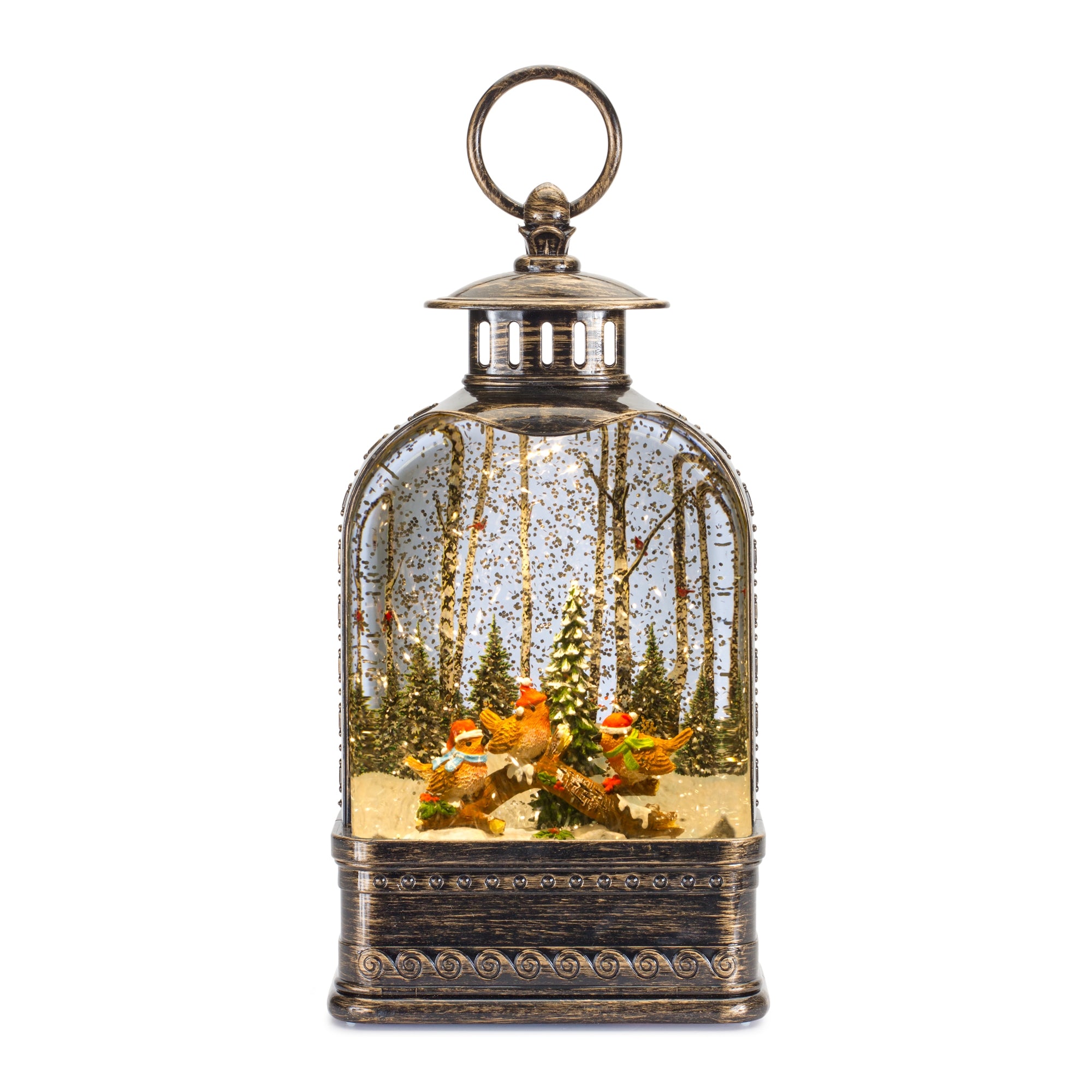 Snow Globe w/Bird Wearing Santa Hat 11”H  6 Hr Timer 3 AA Batteries Not Included or USB Cord