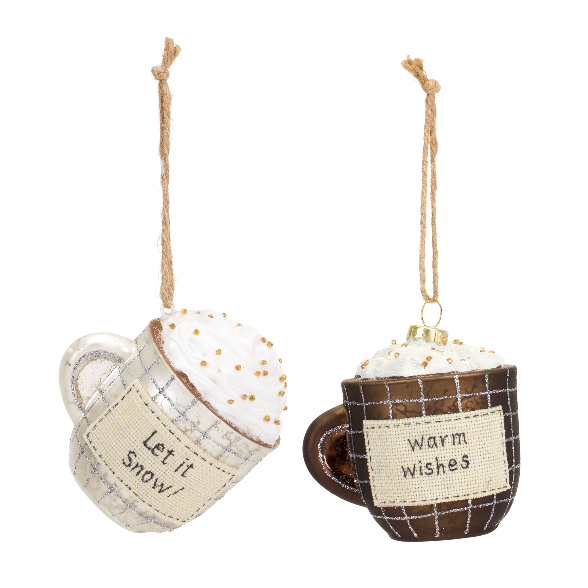 Mug Ornament (2 Asst) 3.5”H Glass